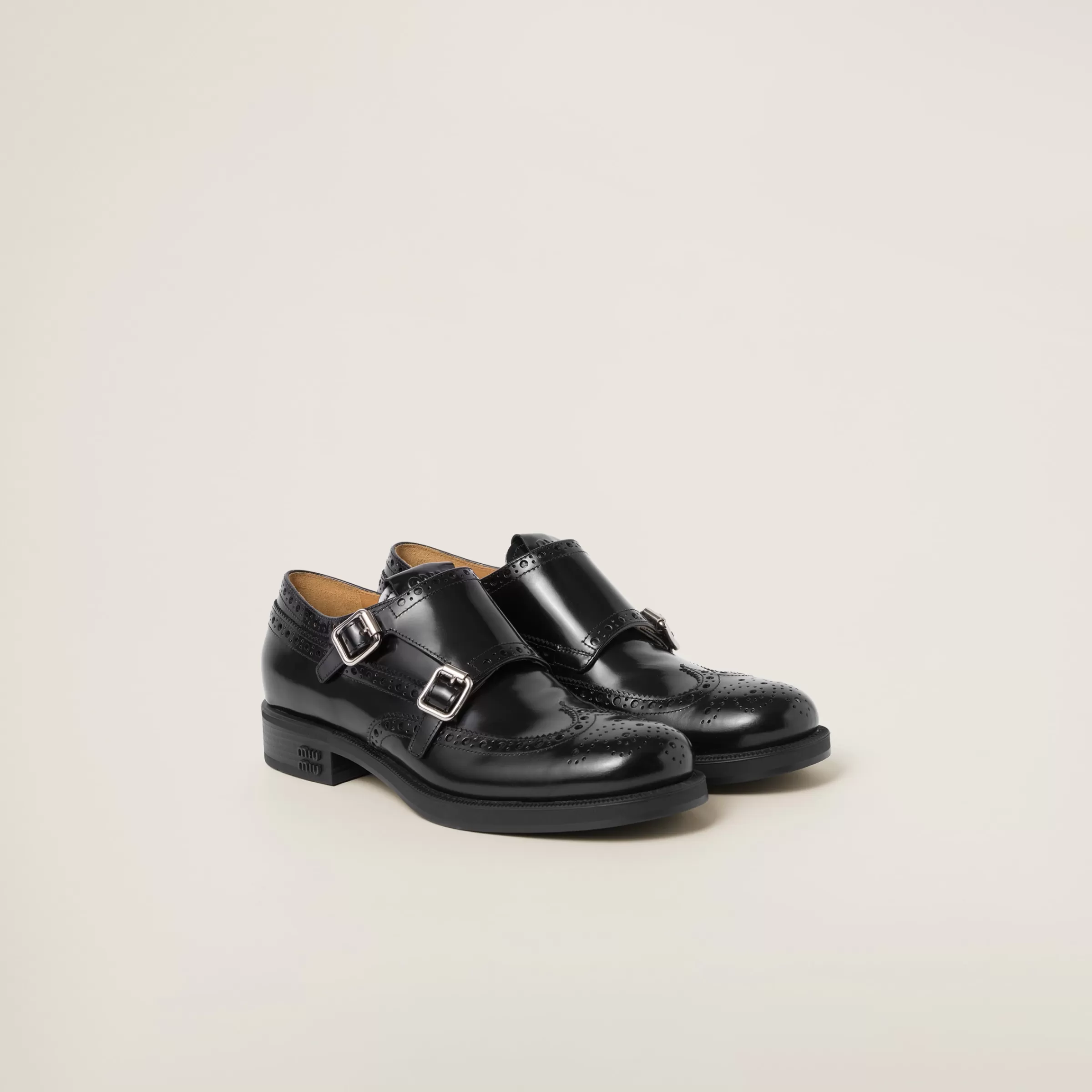 Church's X Brushed Leather Double Monk Brogue Shoes>Miu Miu New
