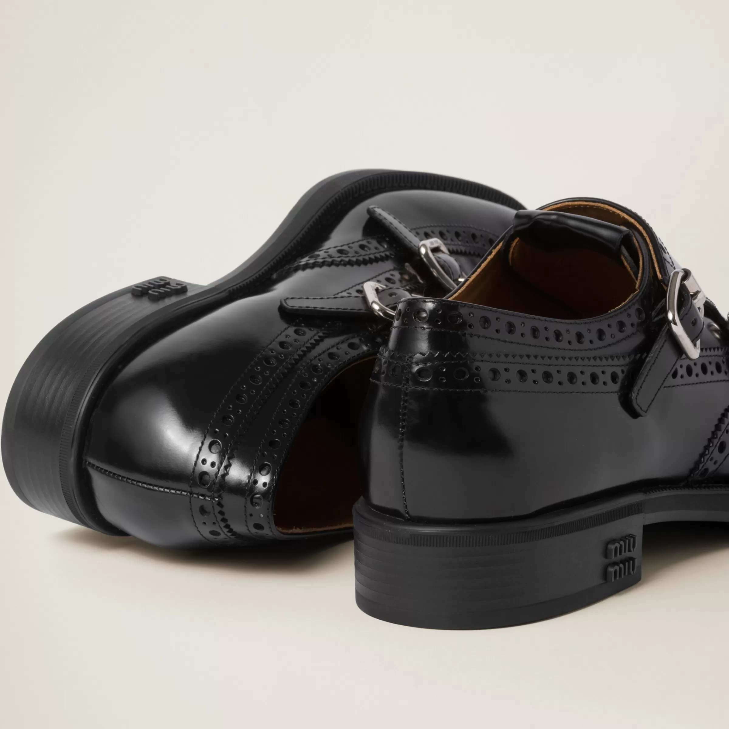 Church's X Brushed Leather Double Monk Brogue Shoes>Miu Miu New