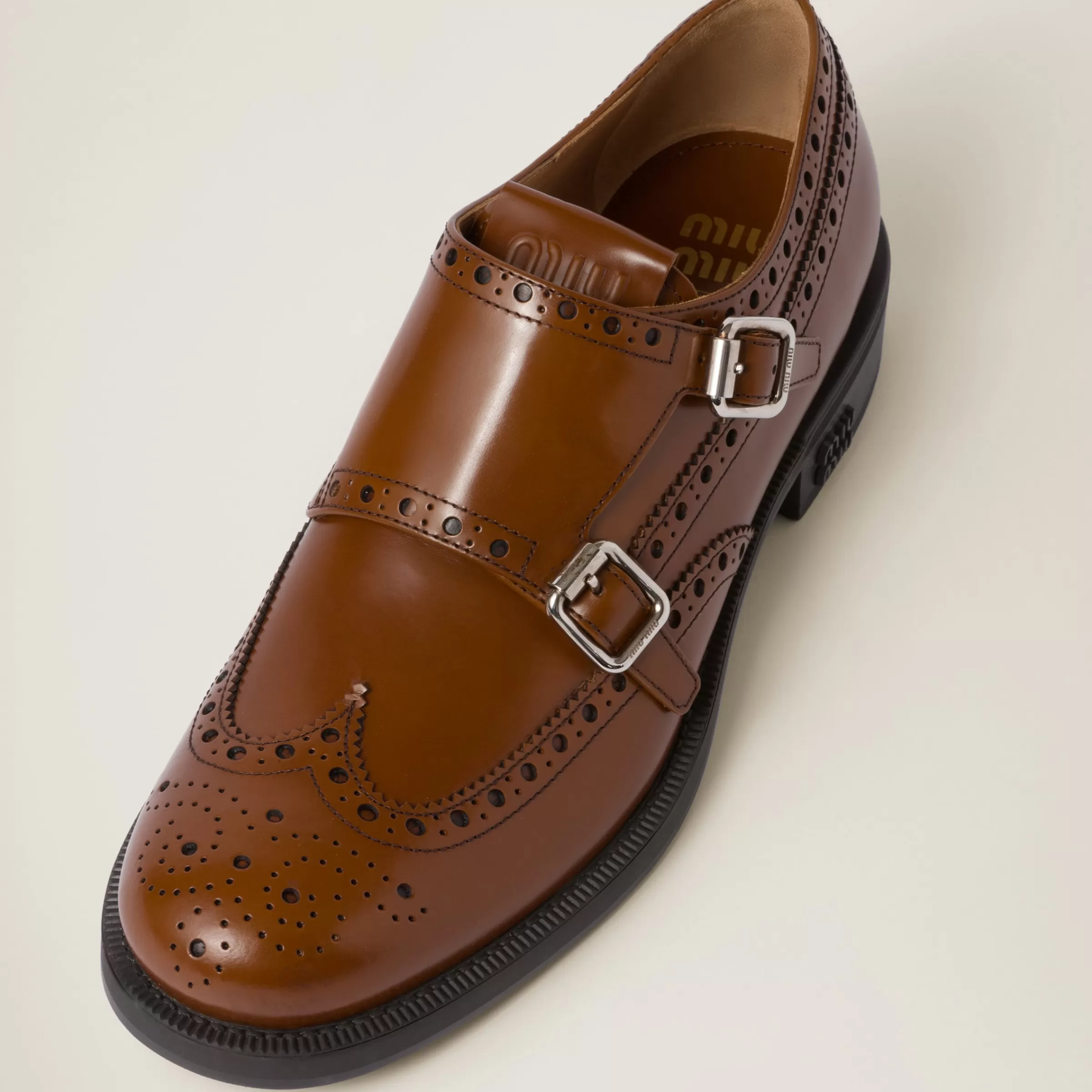 Church's X Brushed Leather Double Monk Brogue Shoes>Miu Miu Online