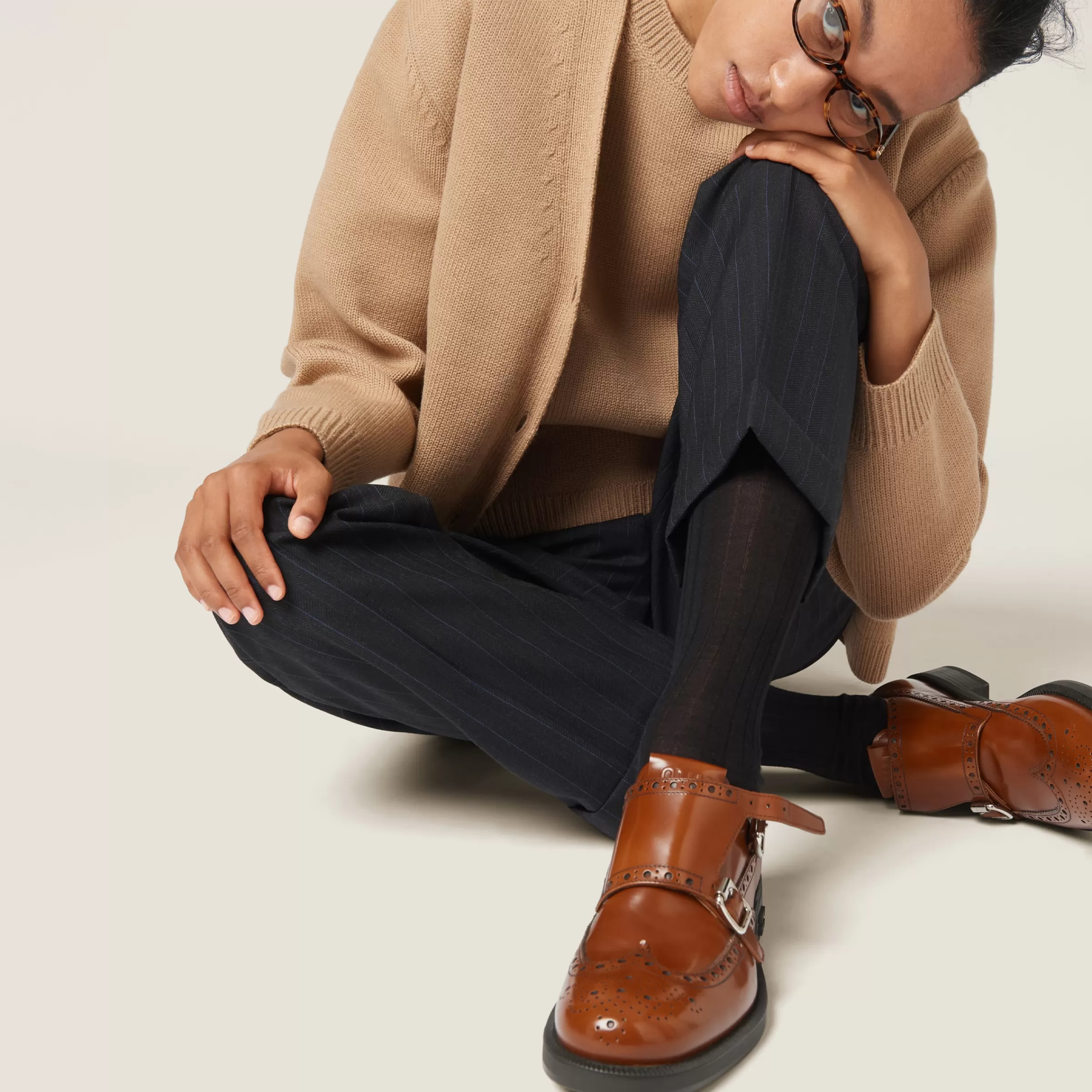 Church's X Brushed Leather Double Monk Brogue Shoes>Miu Miu Online