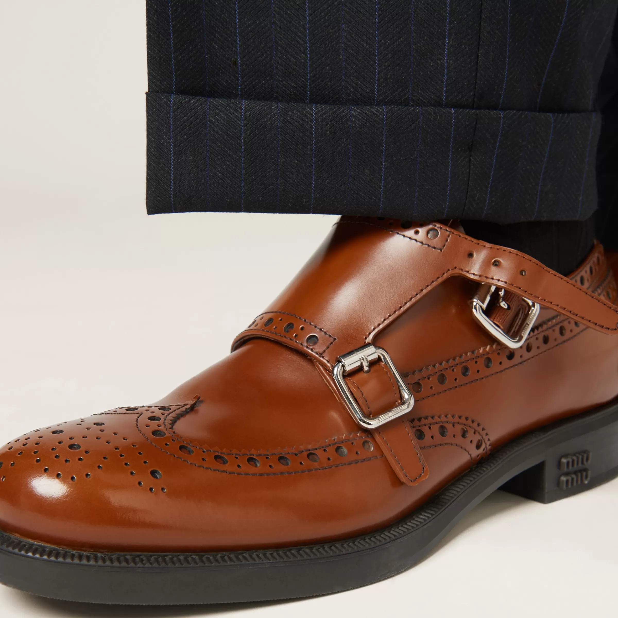 Church's X Brushed Leather Double Monk Brogue Shoes>Miu Miu Online