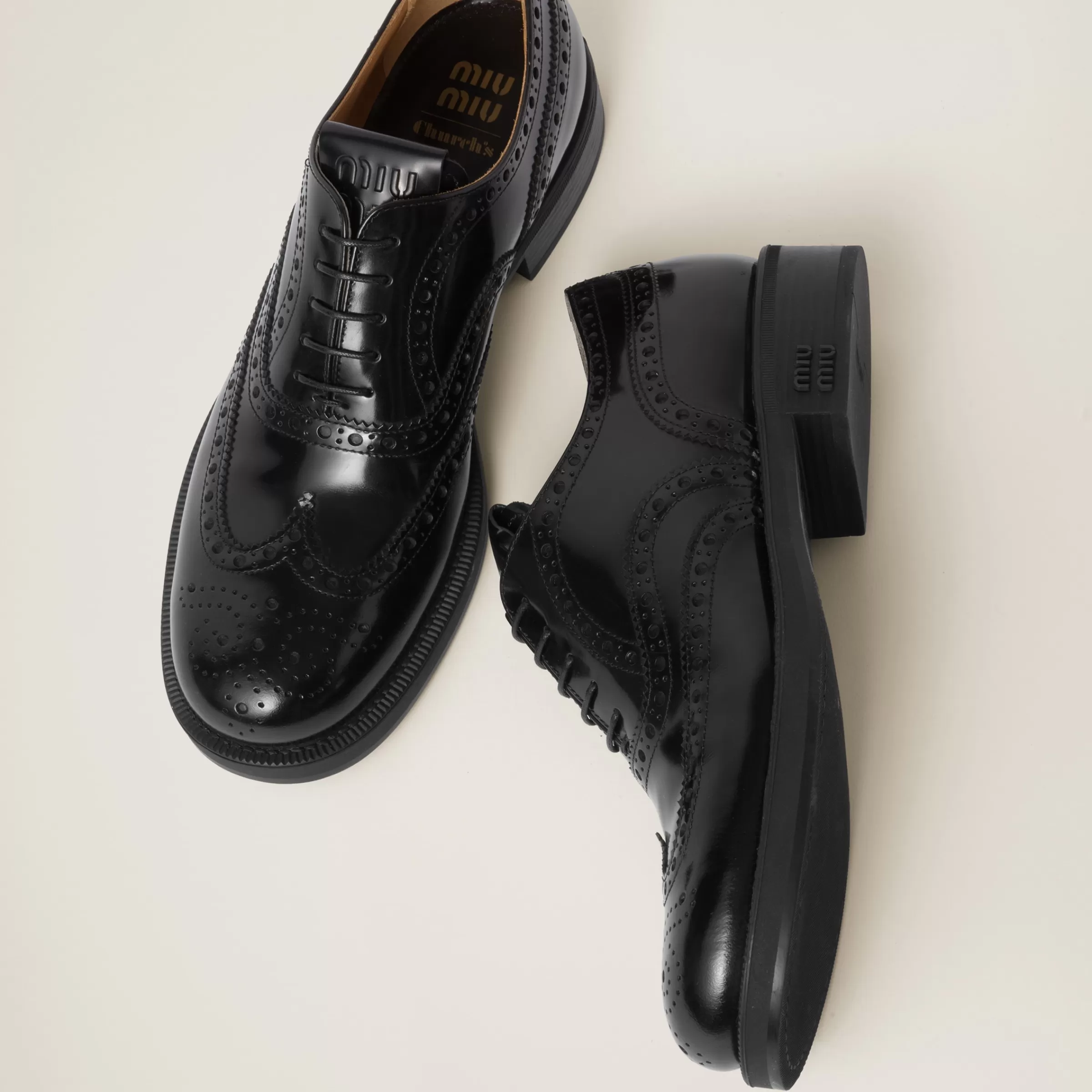 Church's X Brushed Leather Oxford Brogue Shoes>Miu Miu Shop