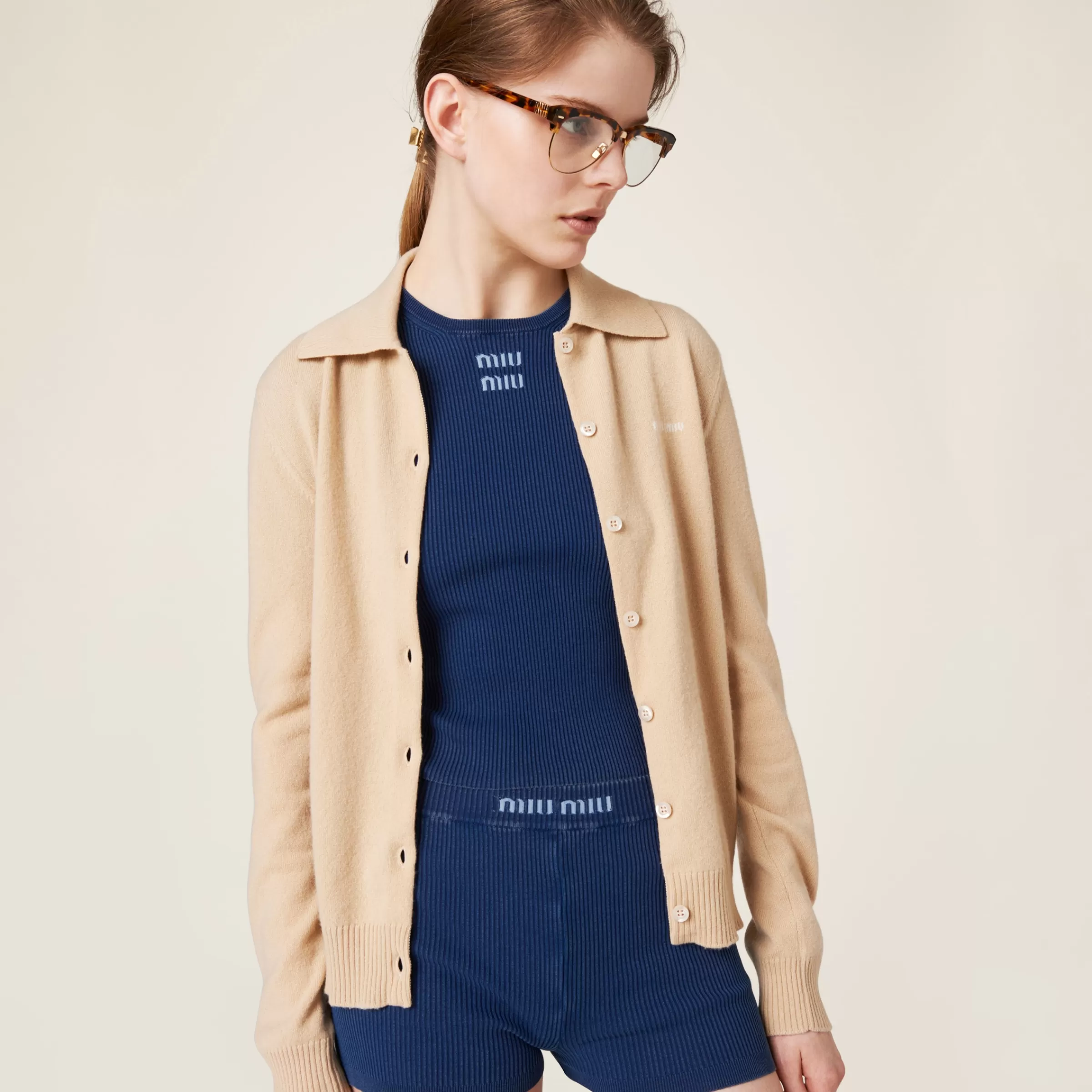 Cotton knit sweater>Miu Miu Sale