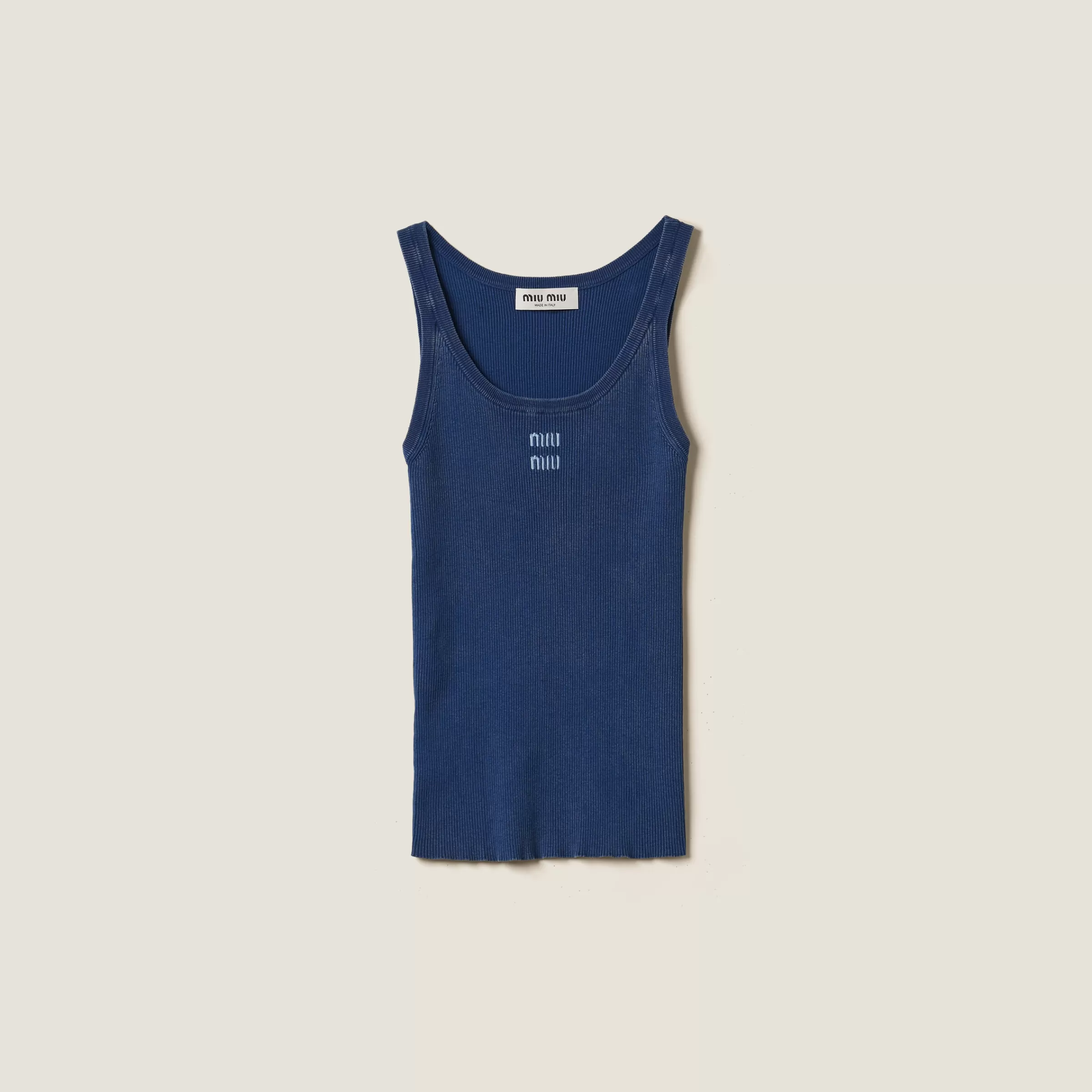 Cotton knit tank top>Miu Miu Outlet
