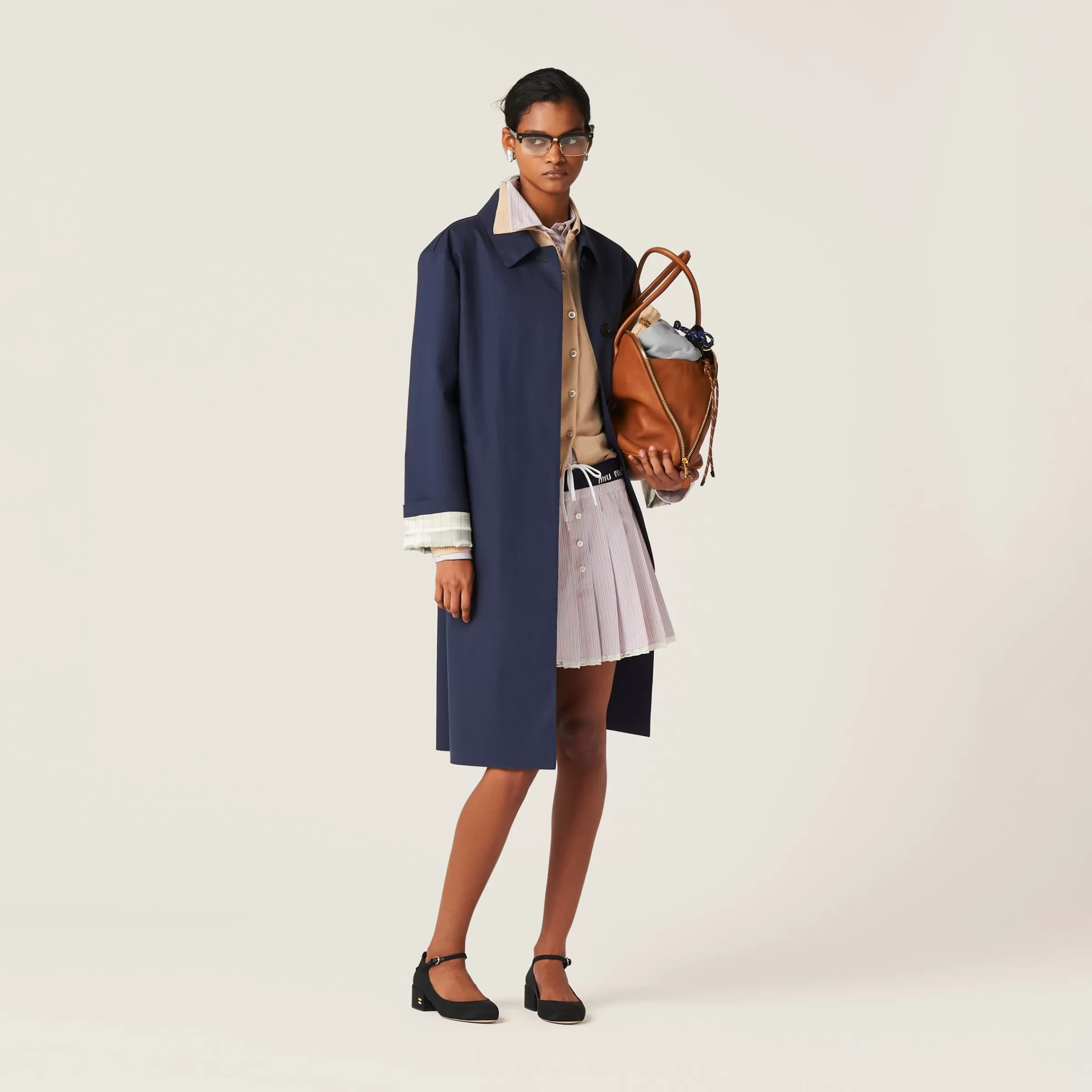 Cotton miniskirt>Miu Miu Shop
