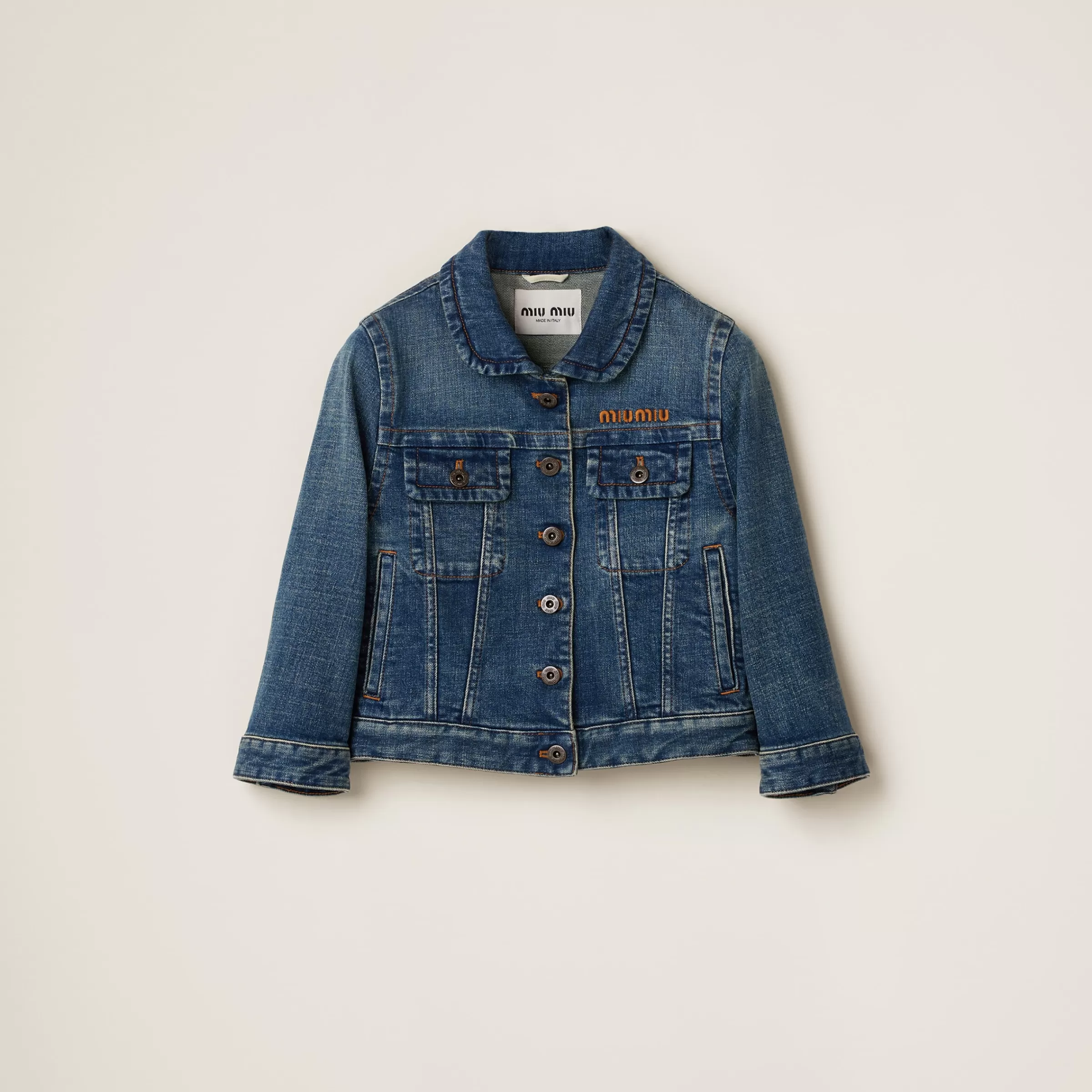 Cropped stretch denim jacket>Miu Miu Best Sale