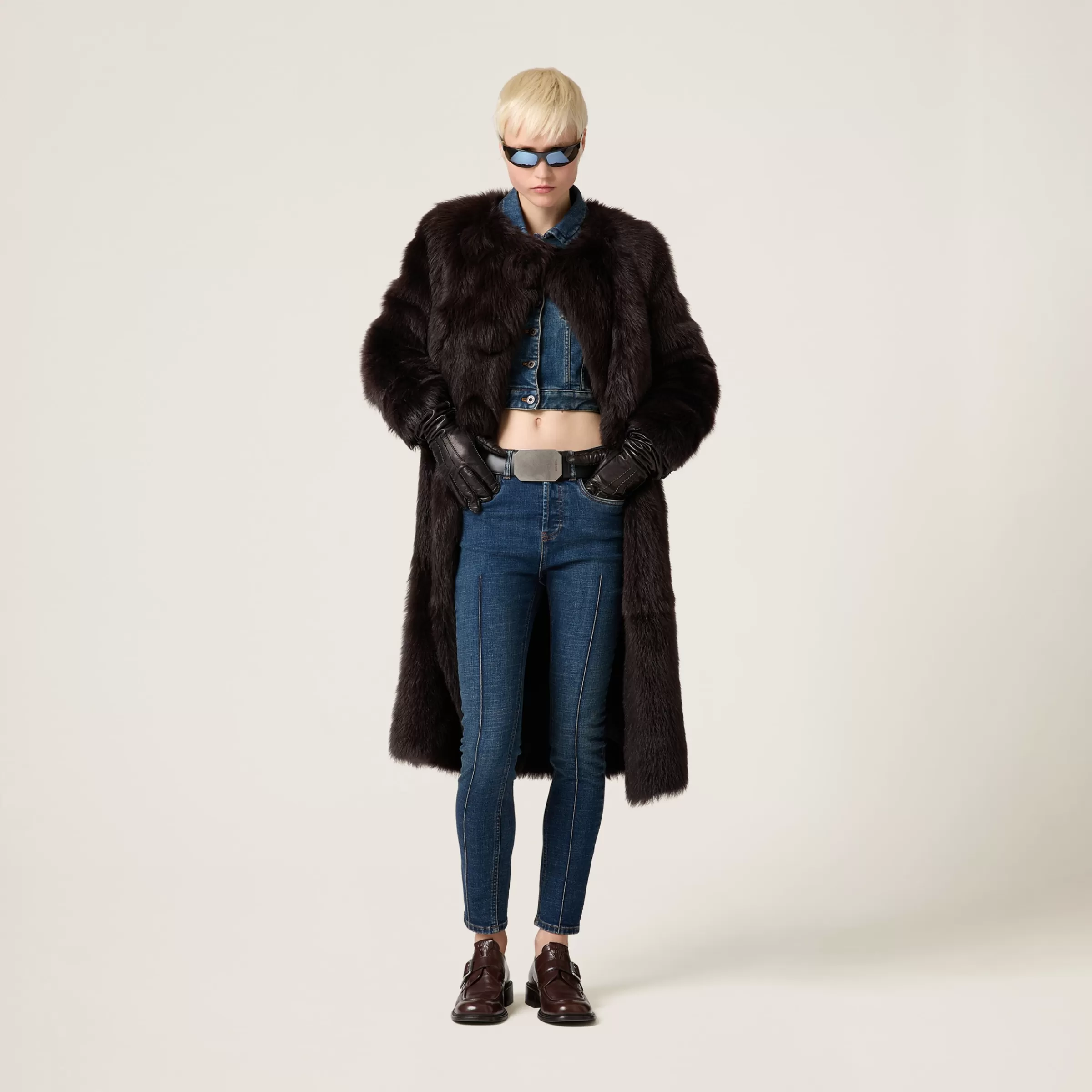 Cropped stretch denim jacket>Miu Miu Best Sale