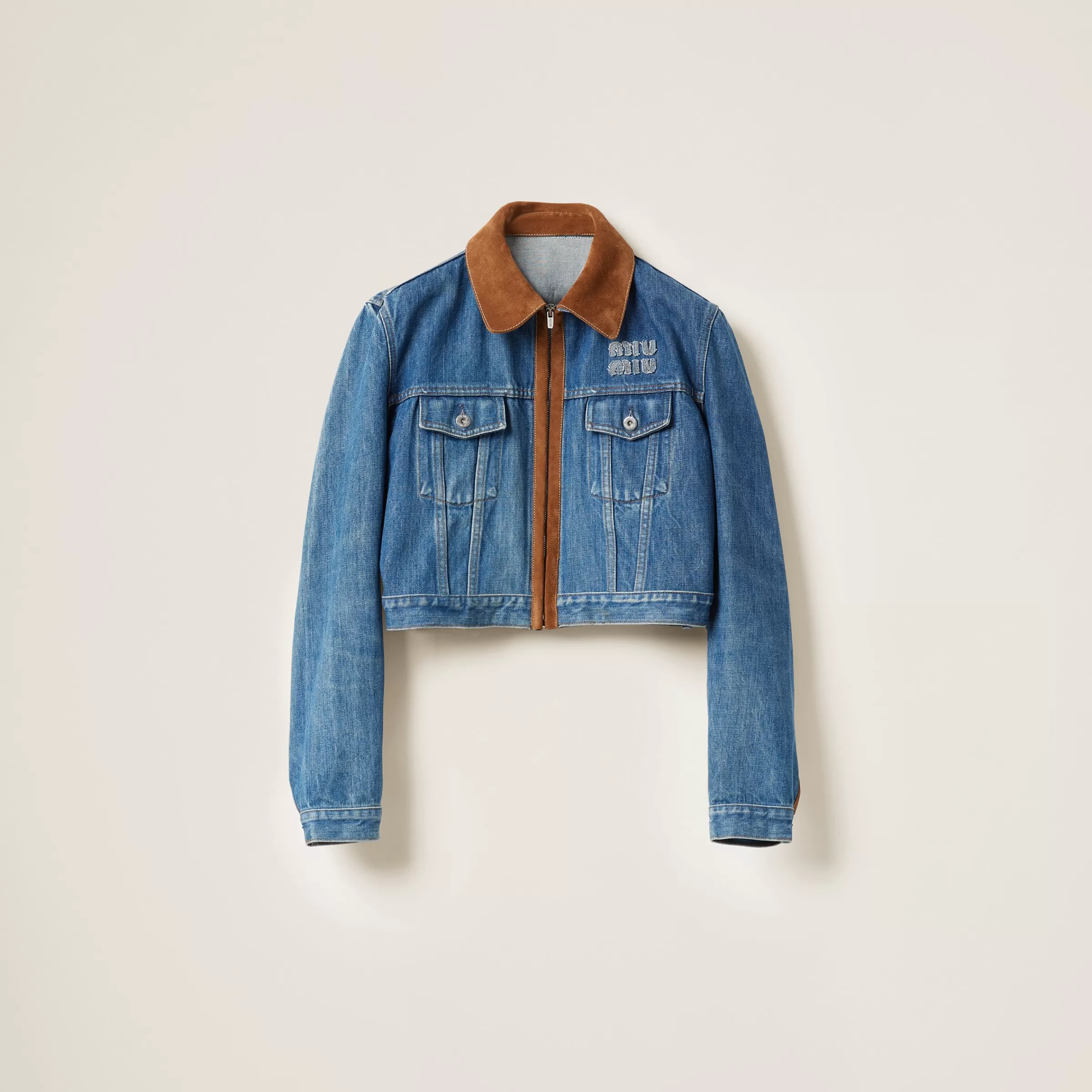 Denim blouson jacket>Miu Miu Discount