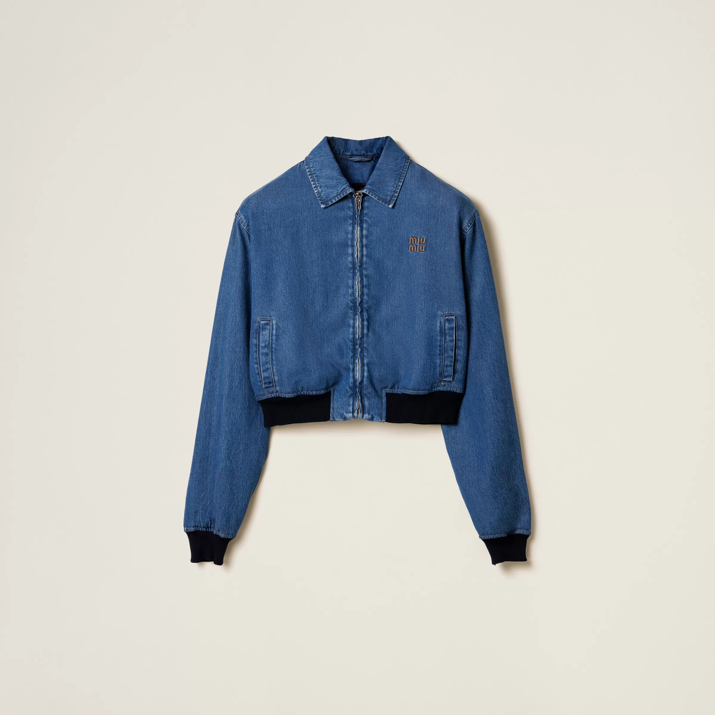 Denim blouson jacket>Miu Miu Shop