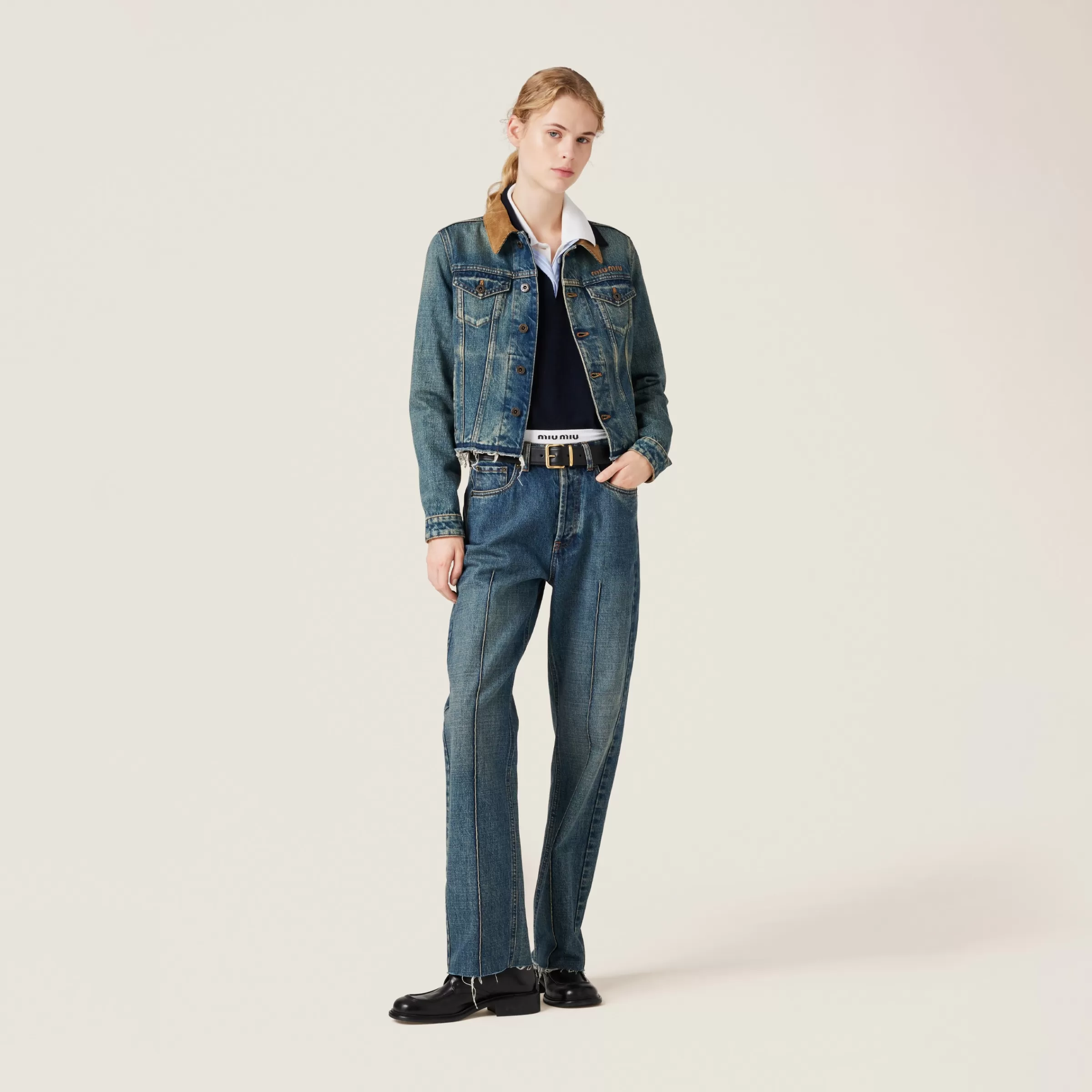 Denim blouson jacket>Miu Miu Outlet