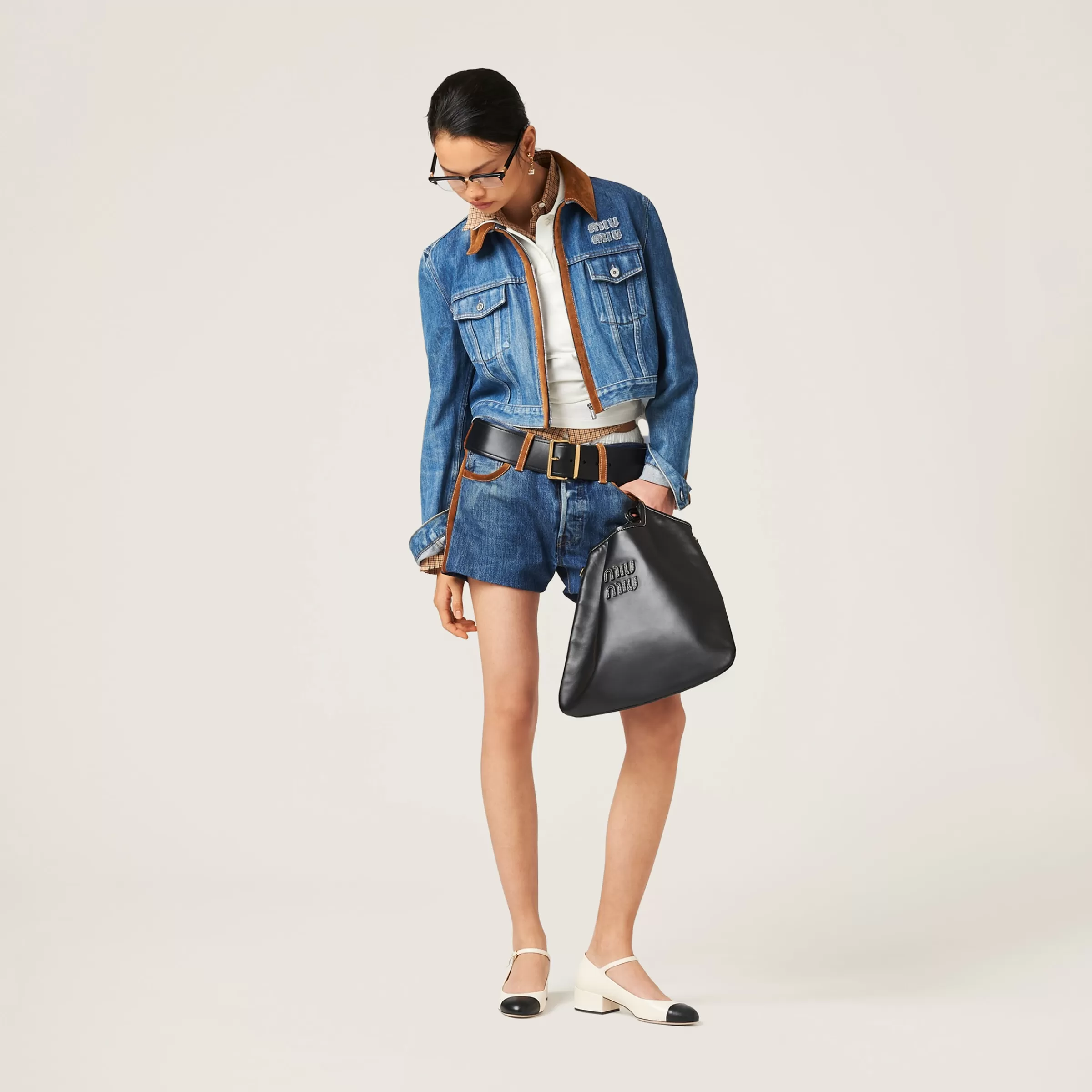 Denim blouson jacket>Miu Miu Discount