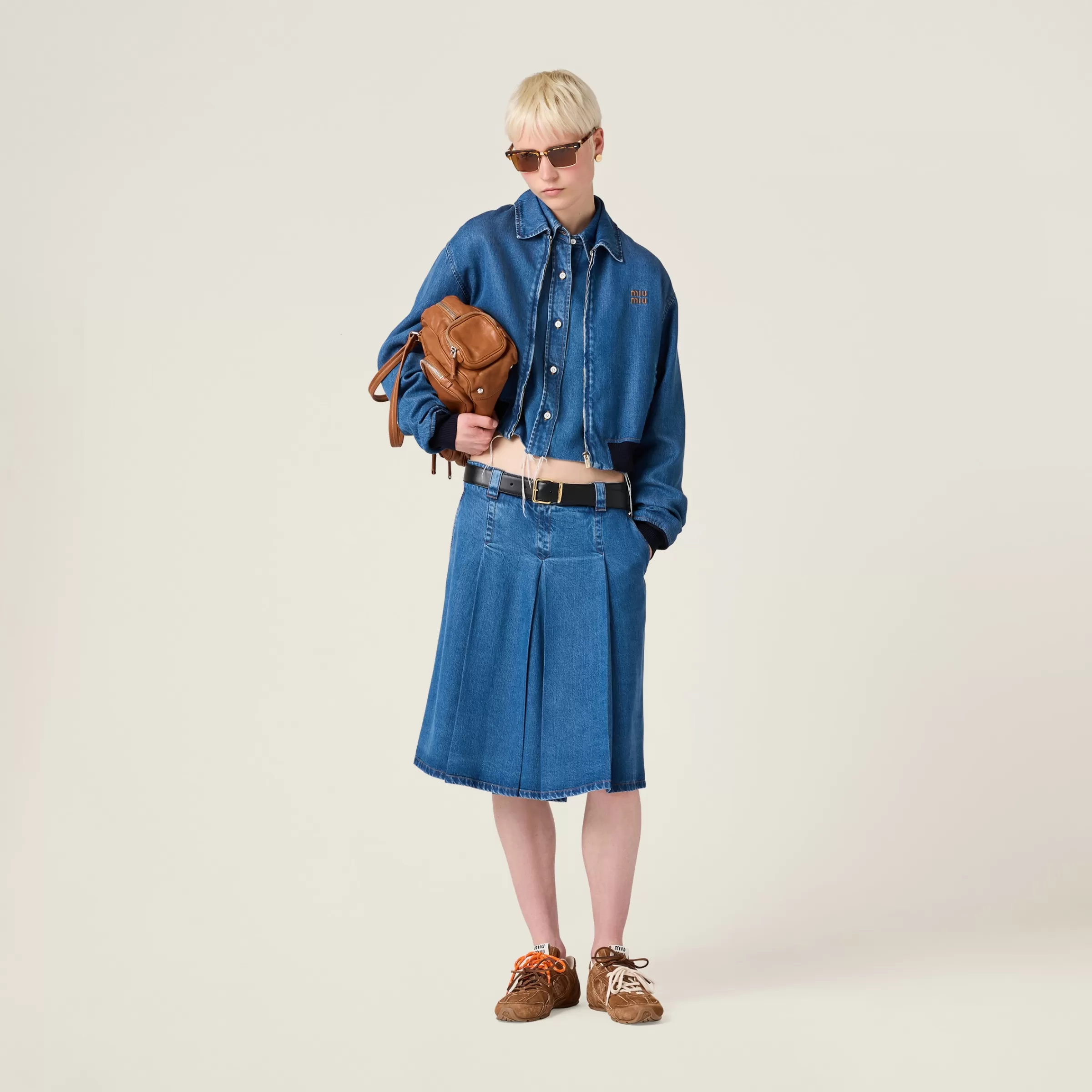Denim blouson jacket>Miu Miu Shop