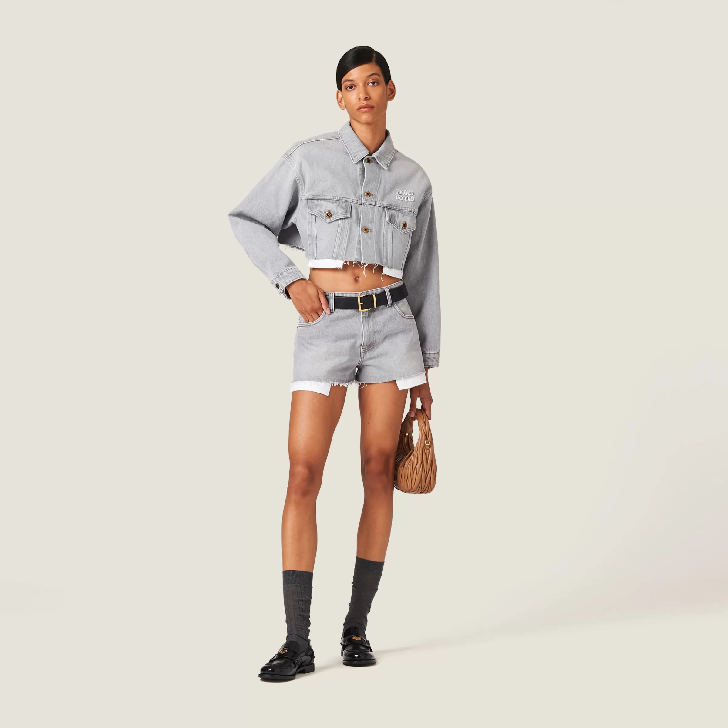 Denim blouson jacket>Miu Miu Outlet