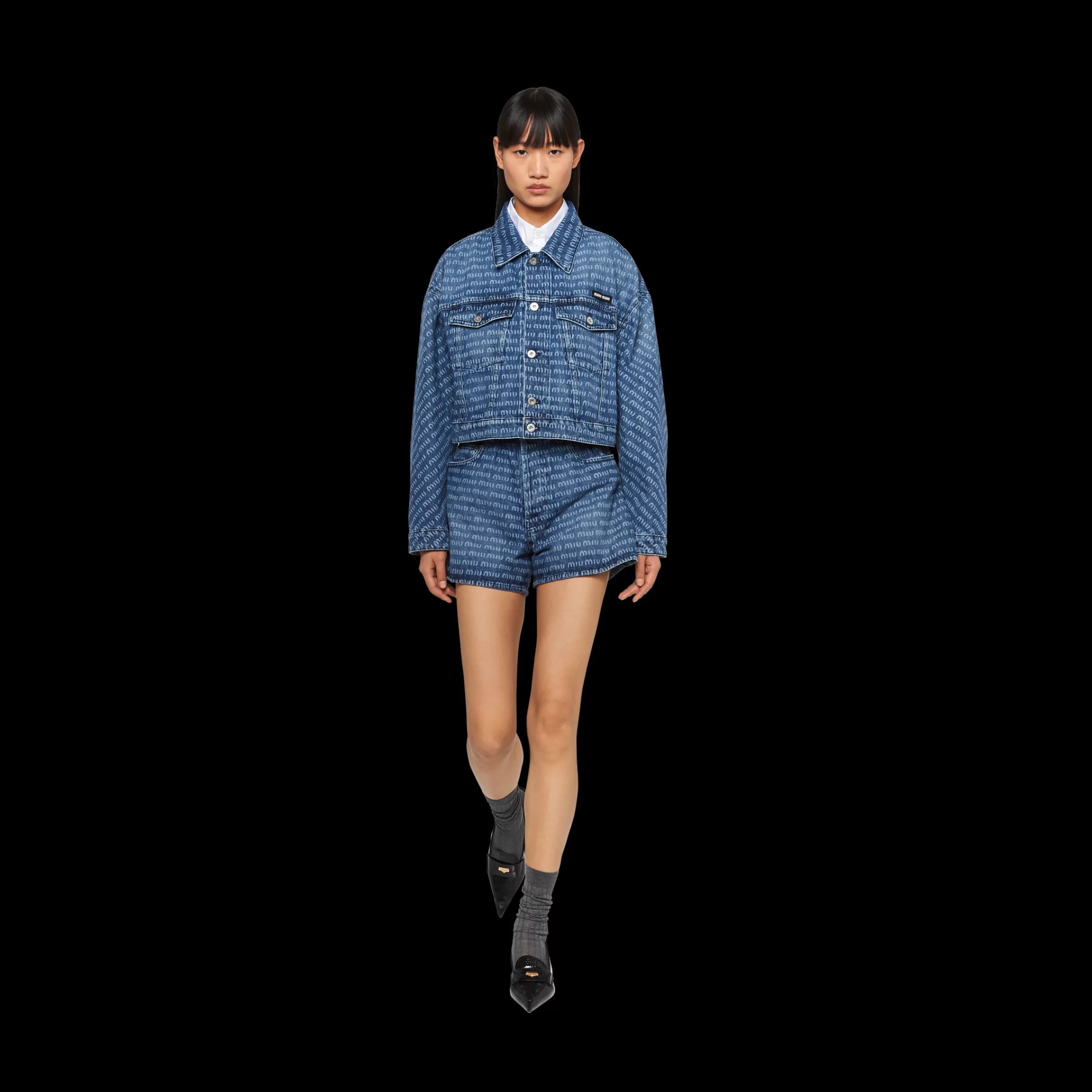 Denim blouson jacket>Miu Miu Clearance