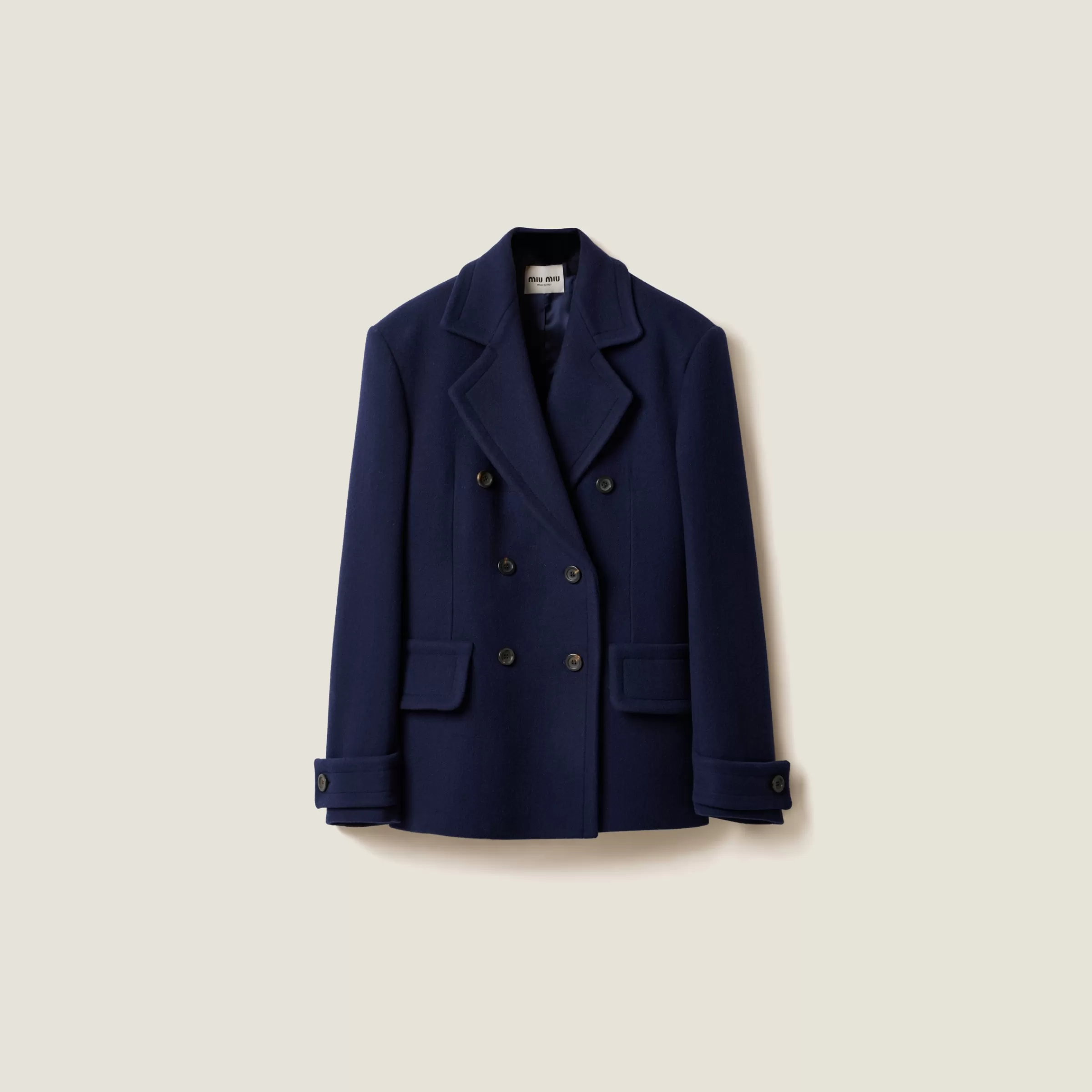 Double-breasted double wool coat>Miu Miu Flash Sale
