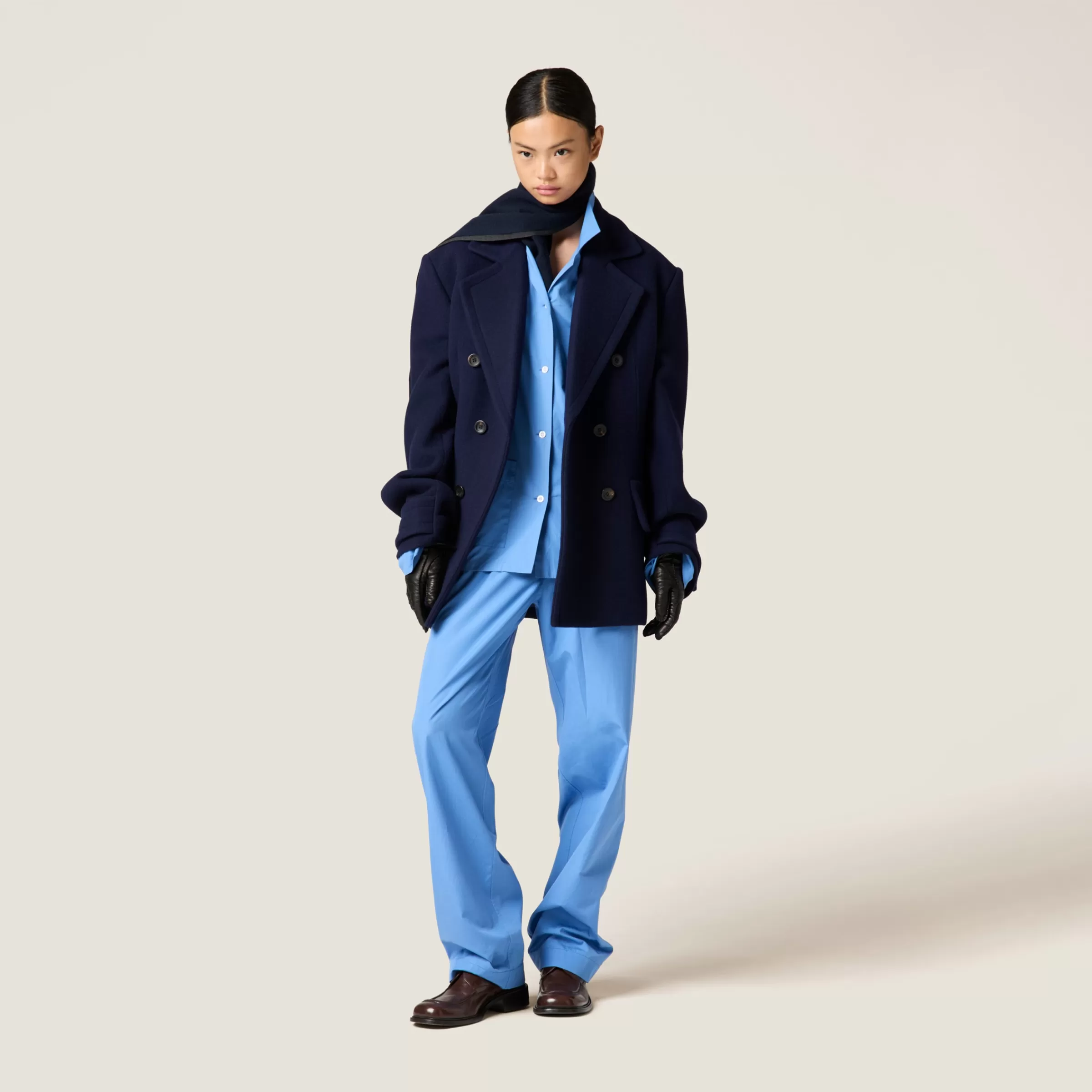 Double-breasted double wool coat>Miu Miu Flash Sale