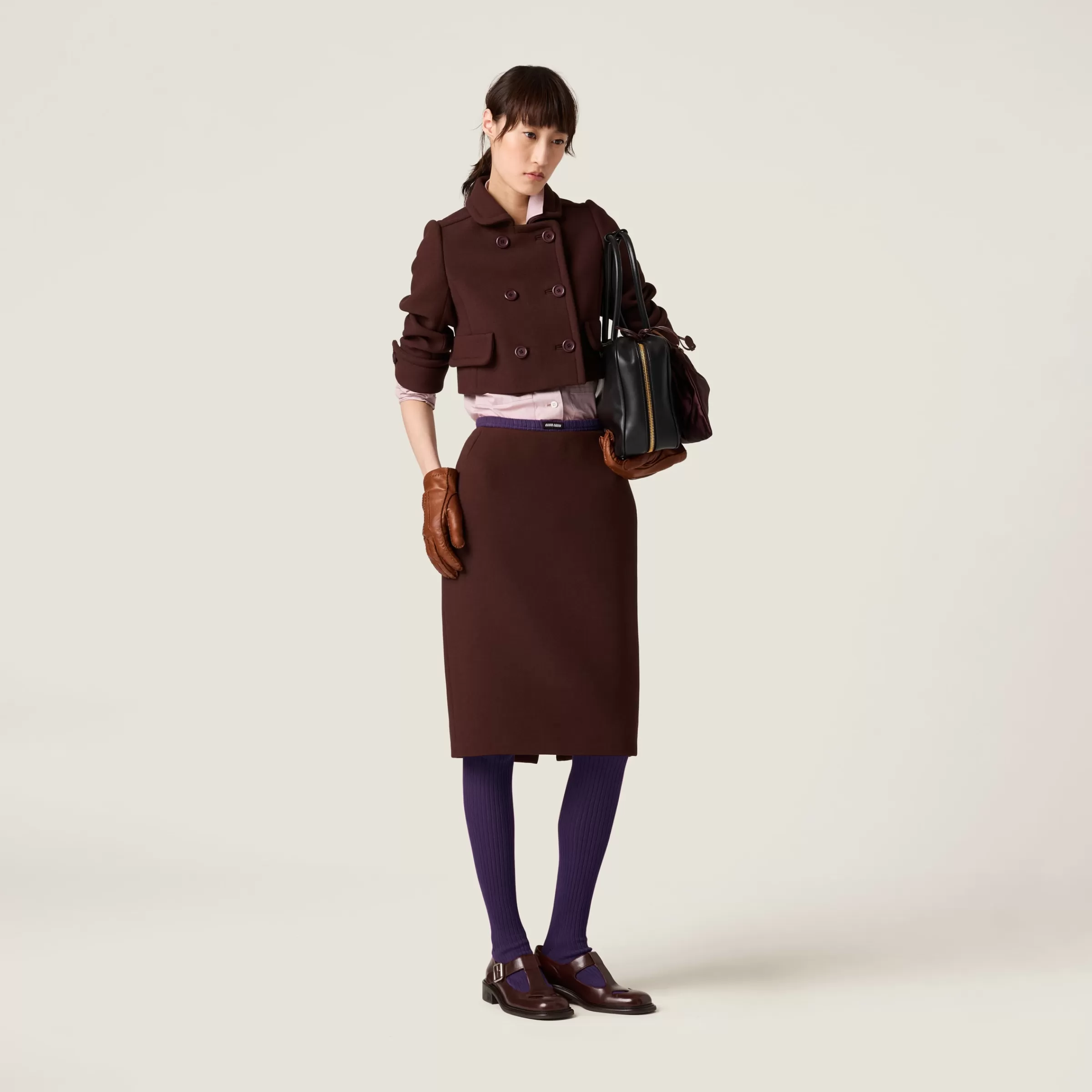 Double-breasted natté jacket>Miu Miu Online