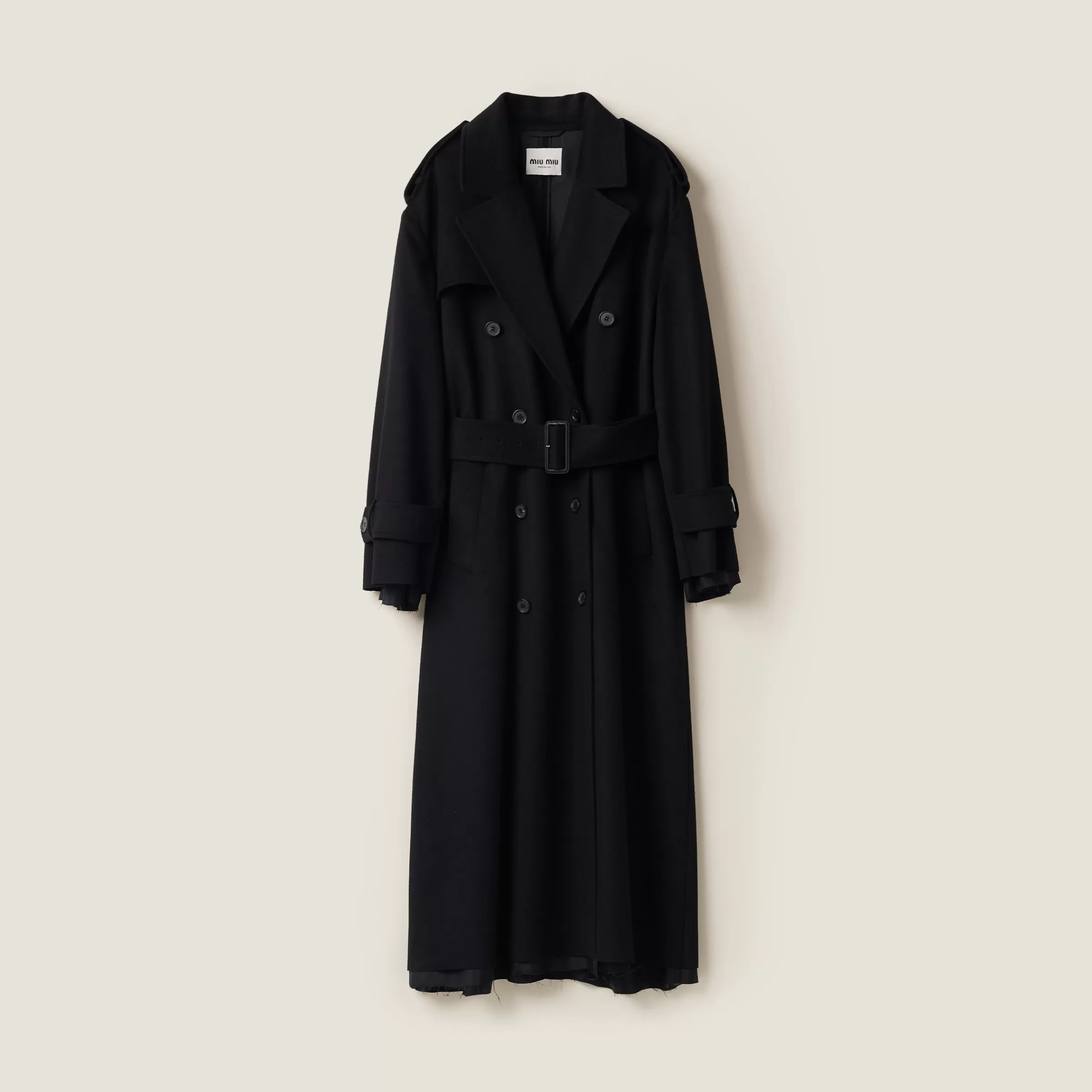 Double-breasted velour coat>Miu Miu Shop