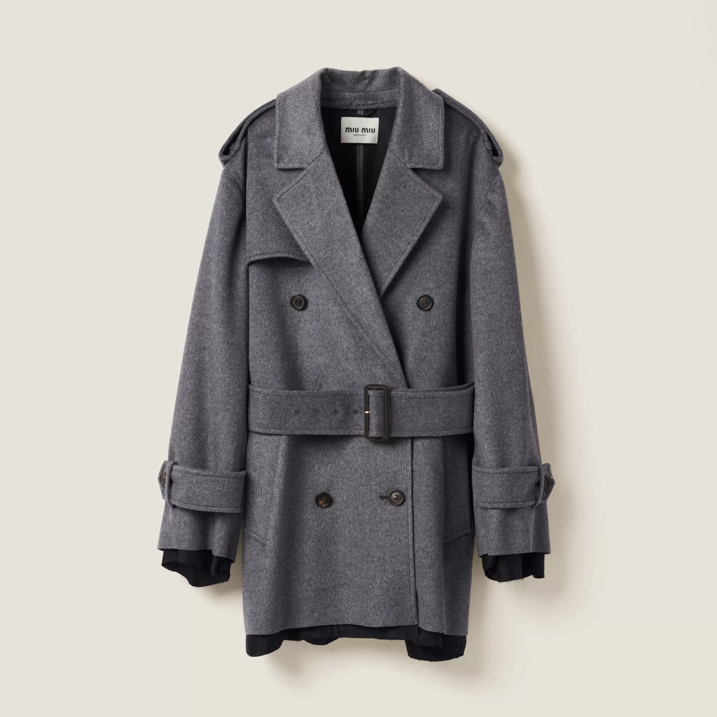 Double-breasted velour coat>Miu Miu Cheap
