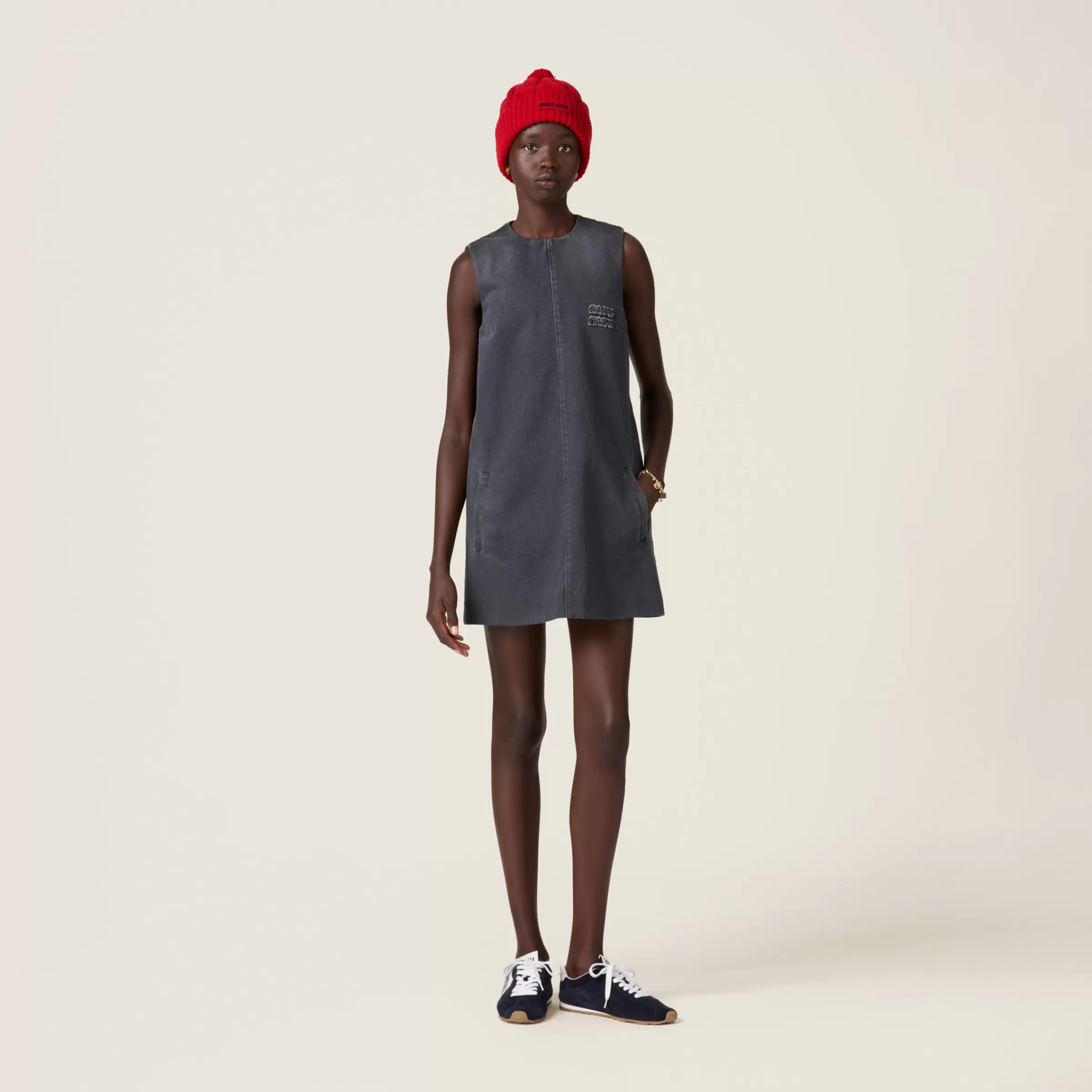 Drill mini-dress>Miu Miu Cheap