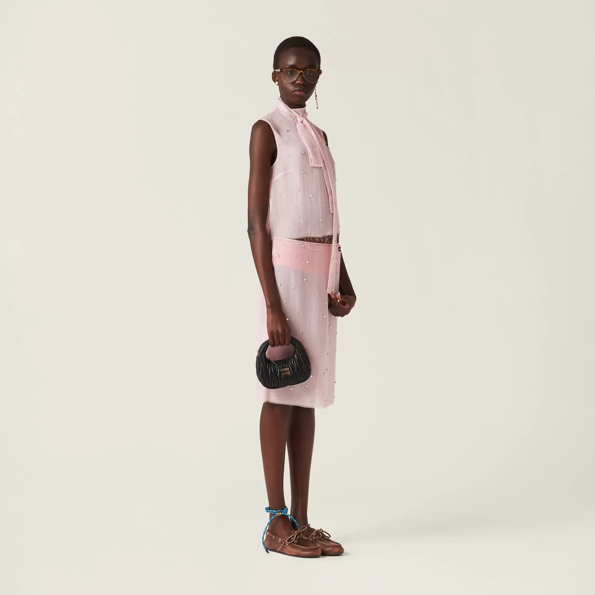Embroidered chiffon skirt>Miu Miu Fashion