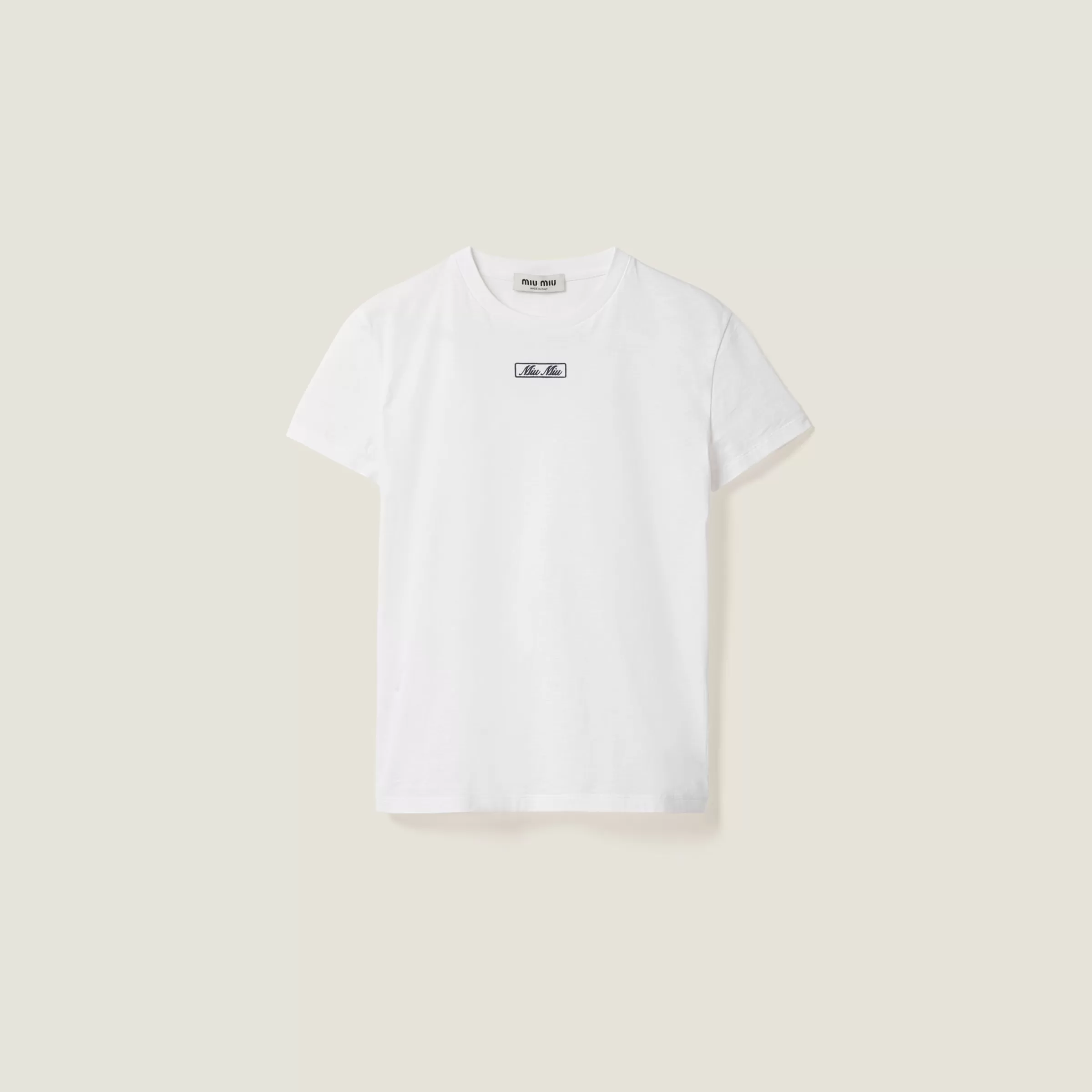 Embroidered cotton jersey T-shirt>Miu Miu Cheap