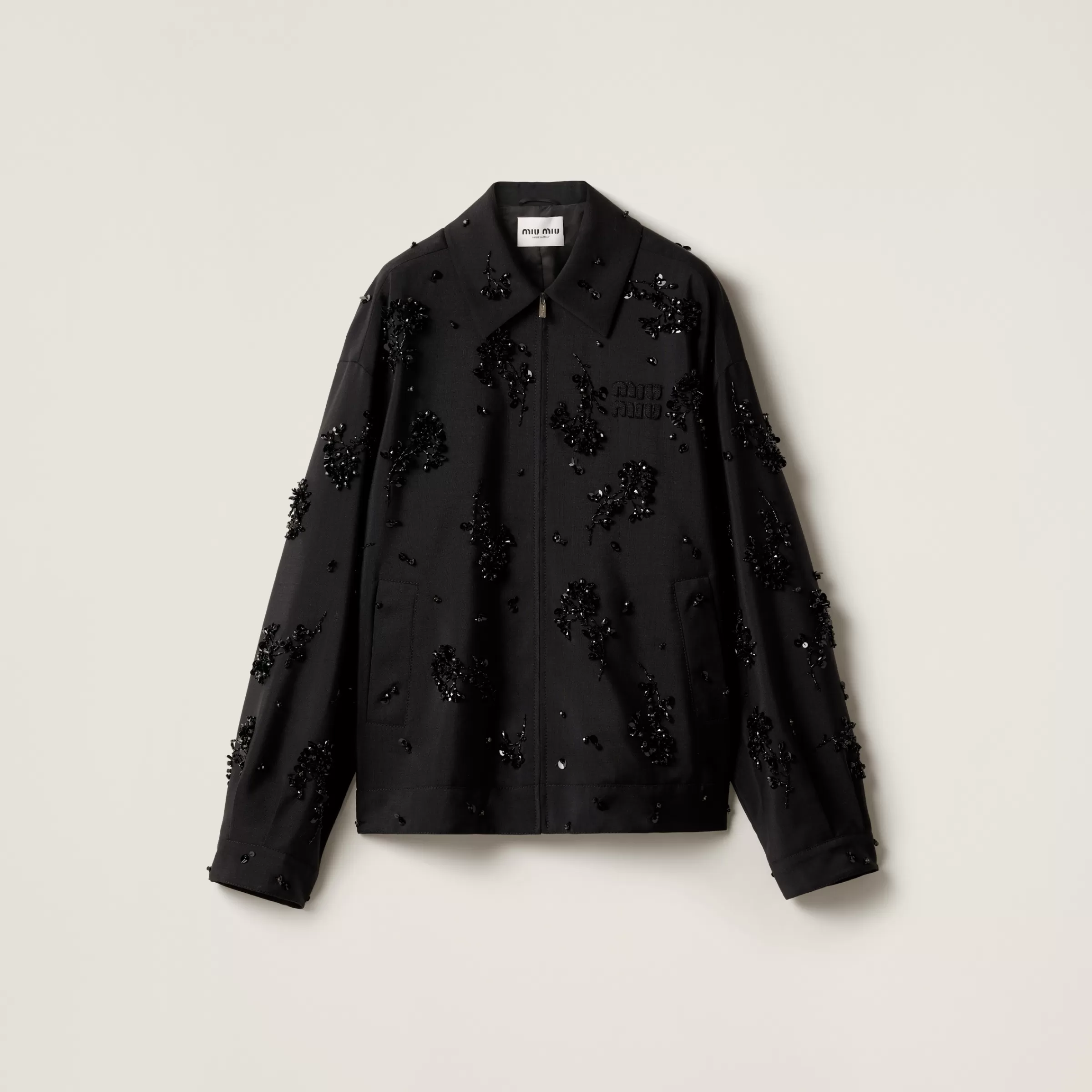 Embroidered kid mohair blouson jacket>Miu Miu Best Sale