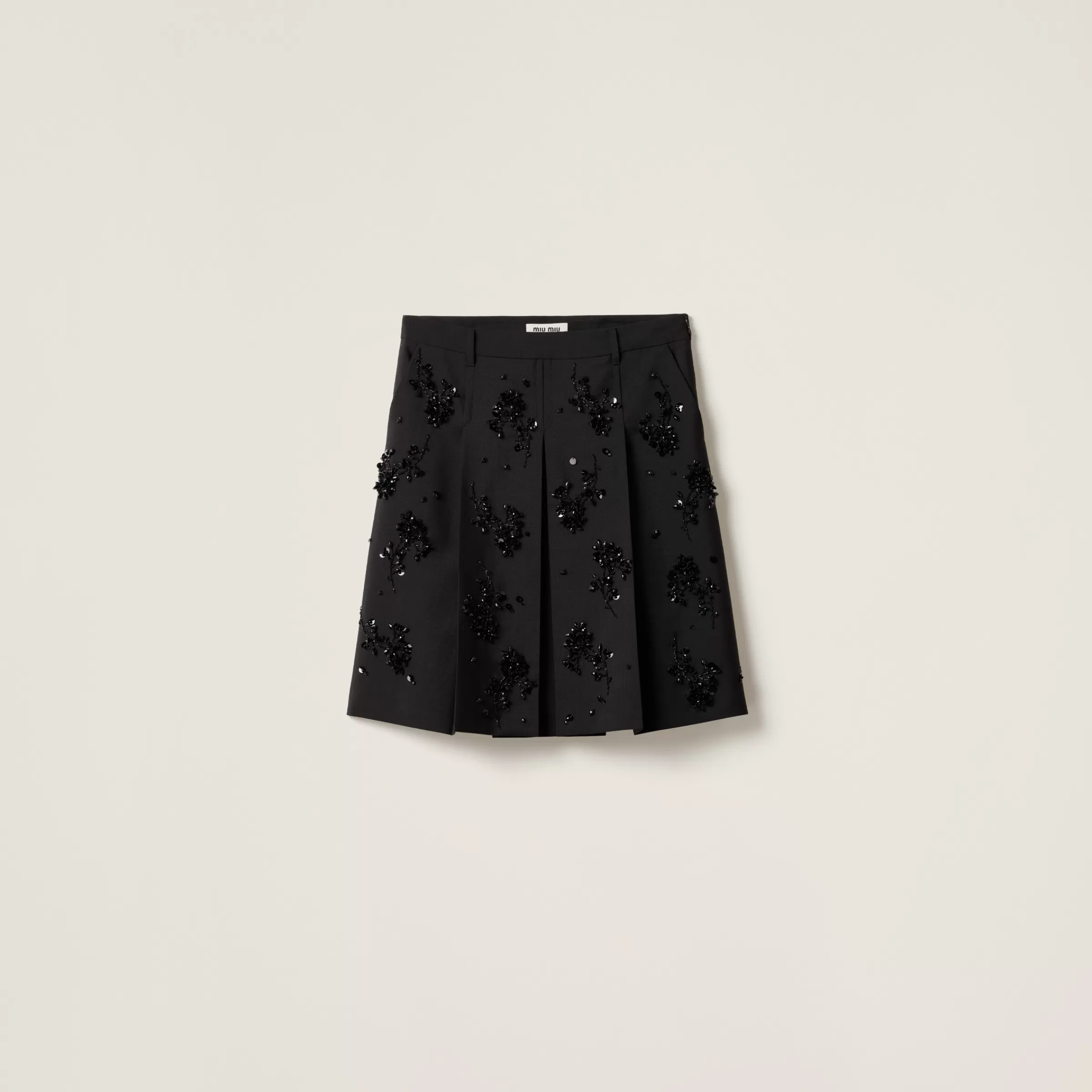 Embroidered kid mohair skirt>Miu Miu New