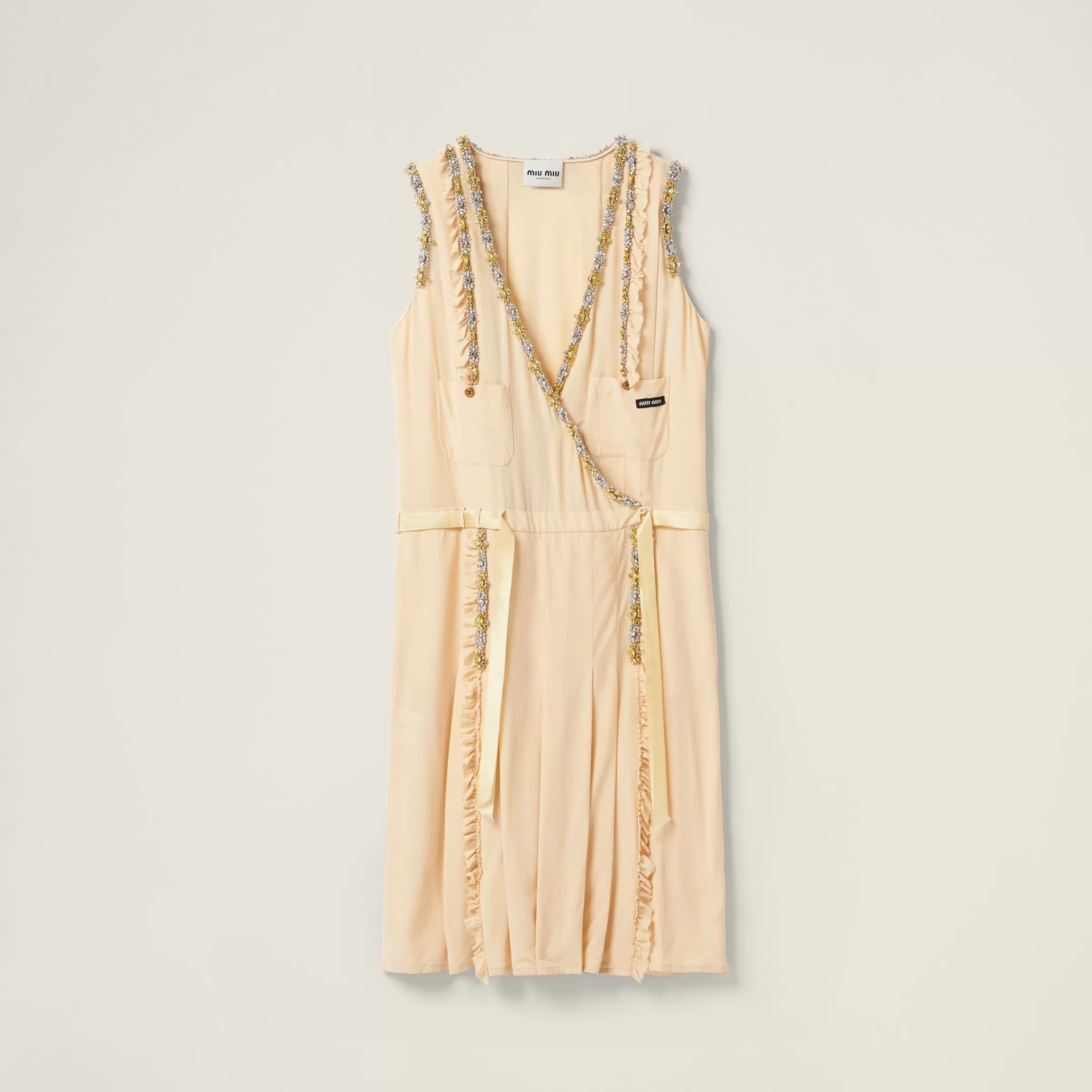 Embroidered marocain dress>Miu Miu Cheap