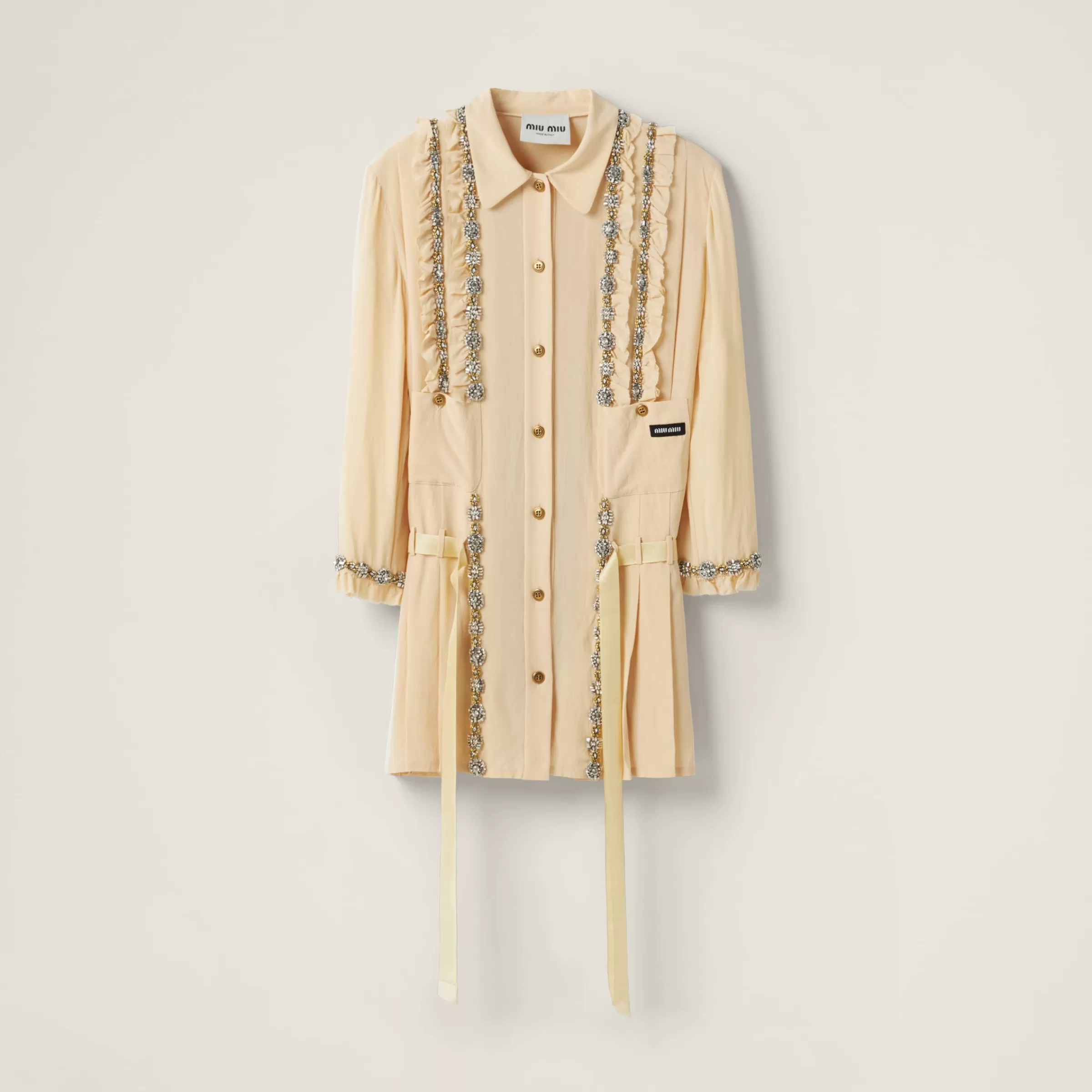 Embroidered marocain mini-dress>Miu Miu Fashion