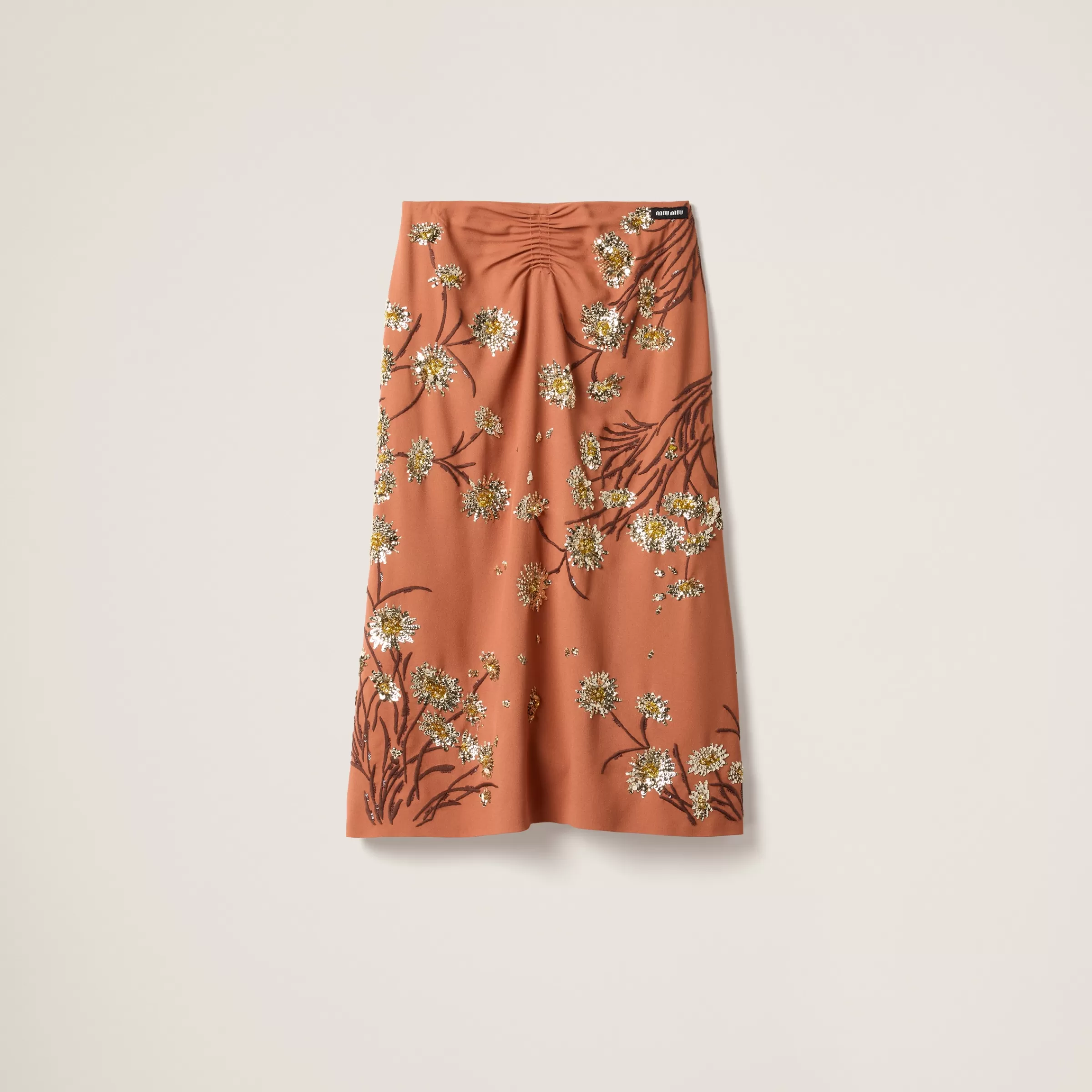 Embroidered sablé midi-skirt>Miu Miu New