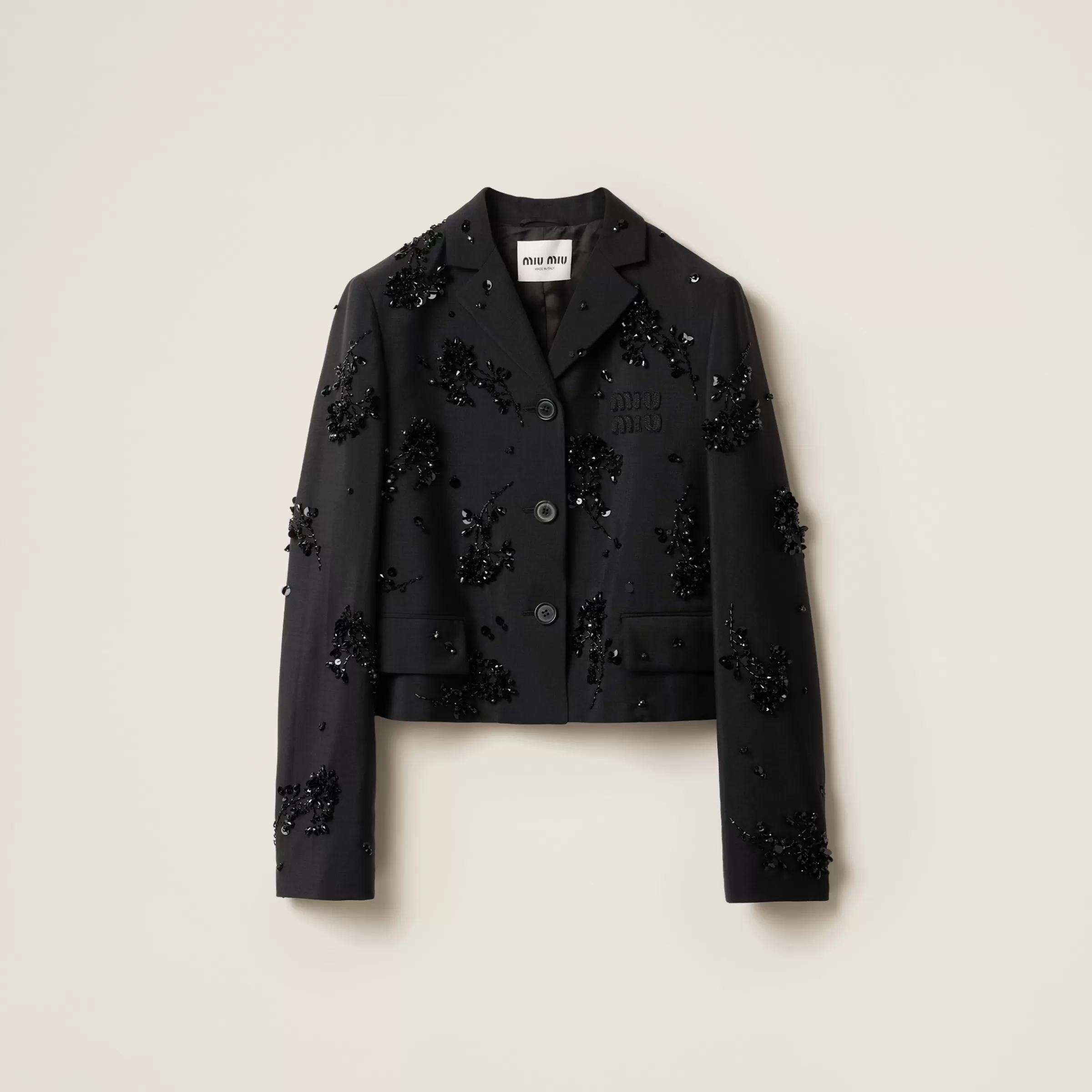 Embroidered single-breasted kid mohair jacket>Miu Miu Discount
