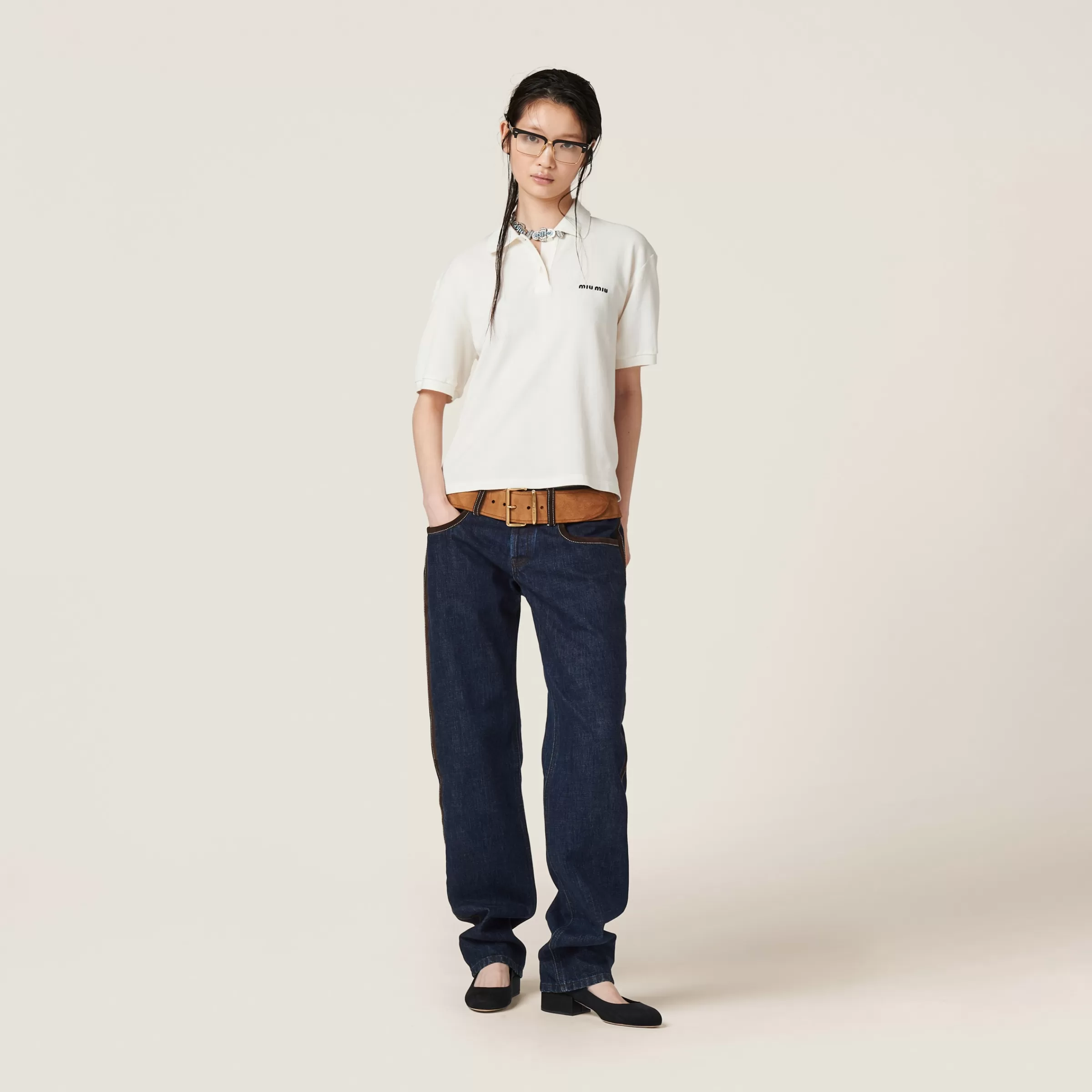 Five-pocket denim jeans>Miu Miu Outlet