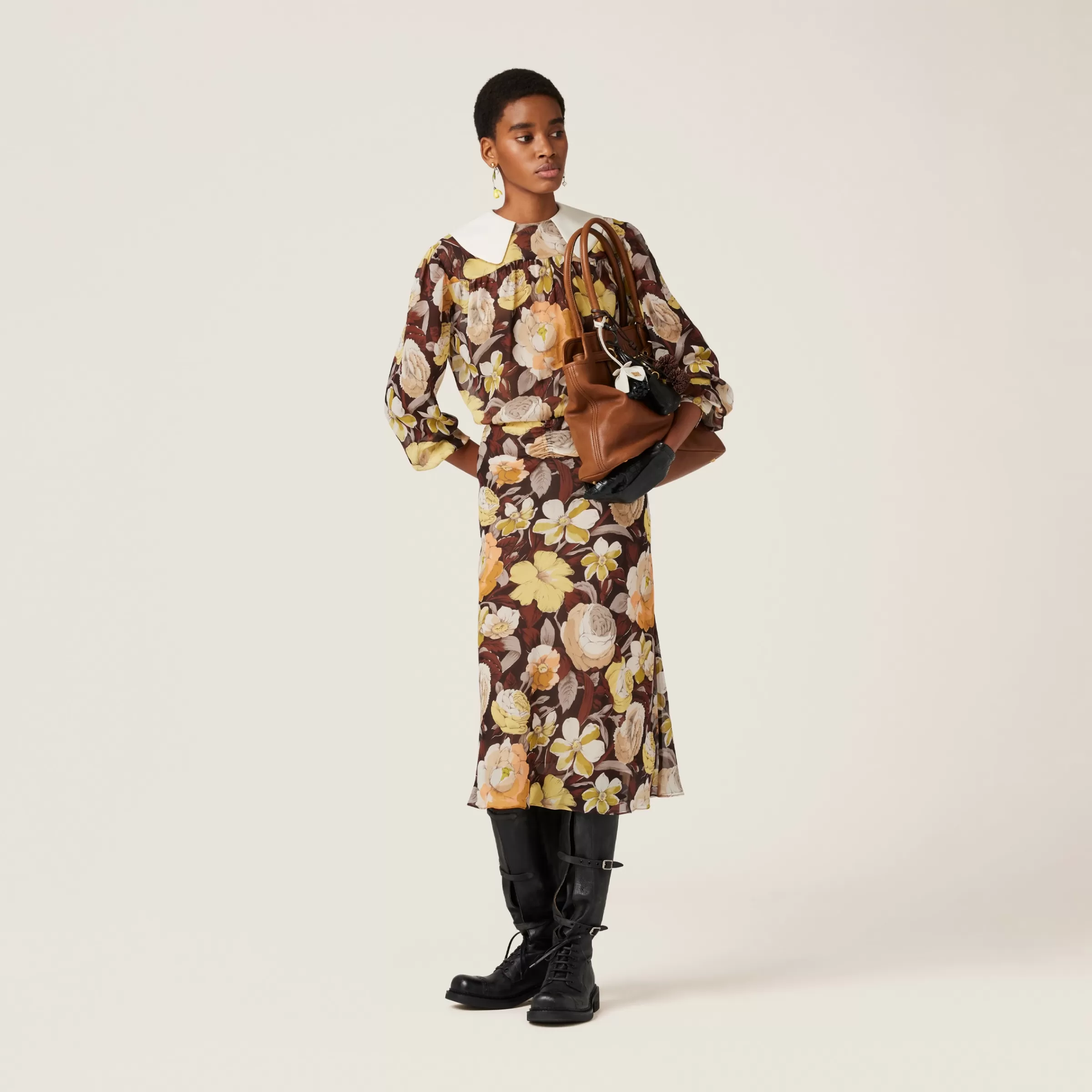 Floral georgette dress>Miu Miu Best