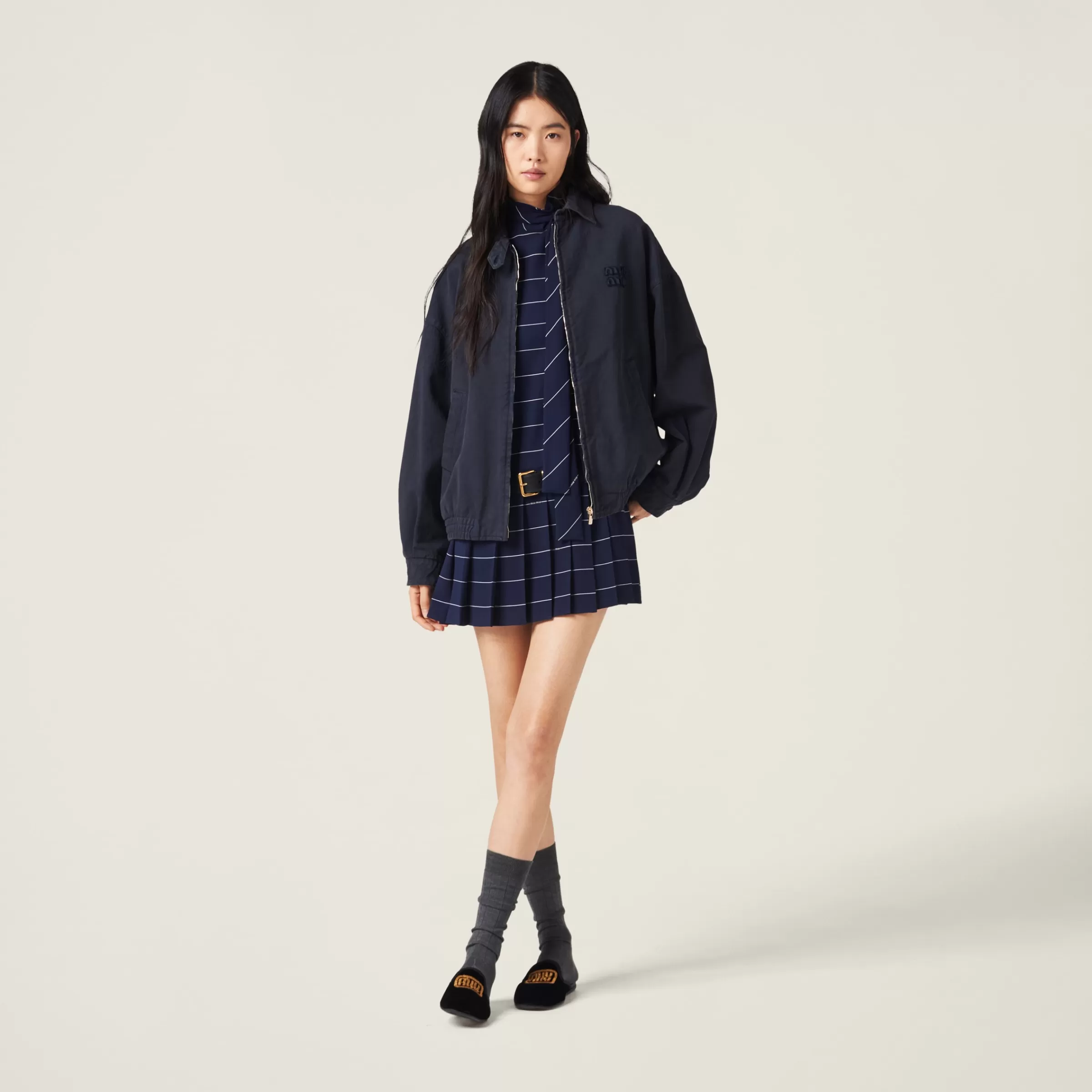 Gabardine blouson jacket>Miu Miu Discount