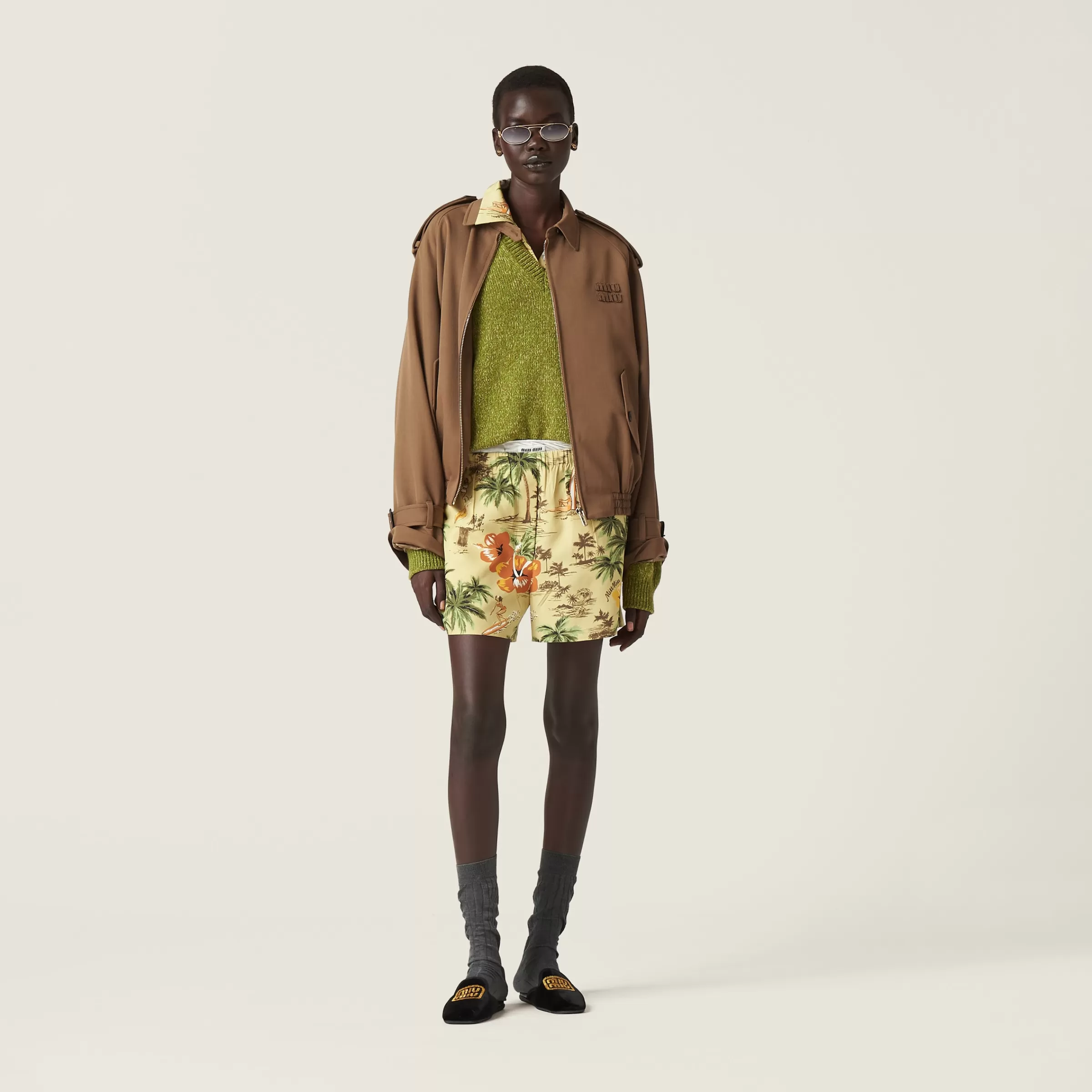 Gabardine blouson jacket>Miu Miu Cheap