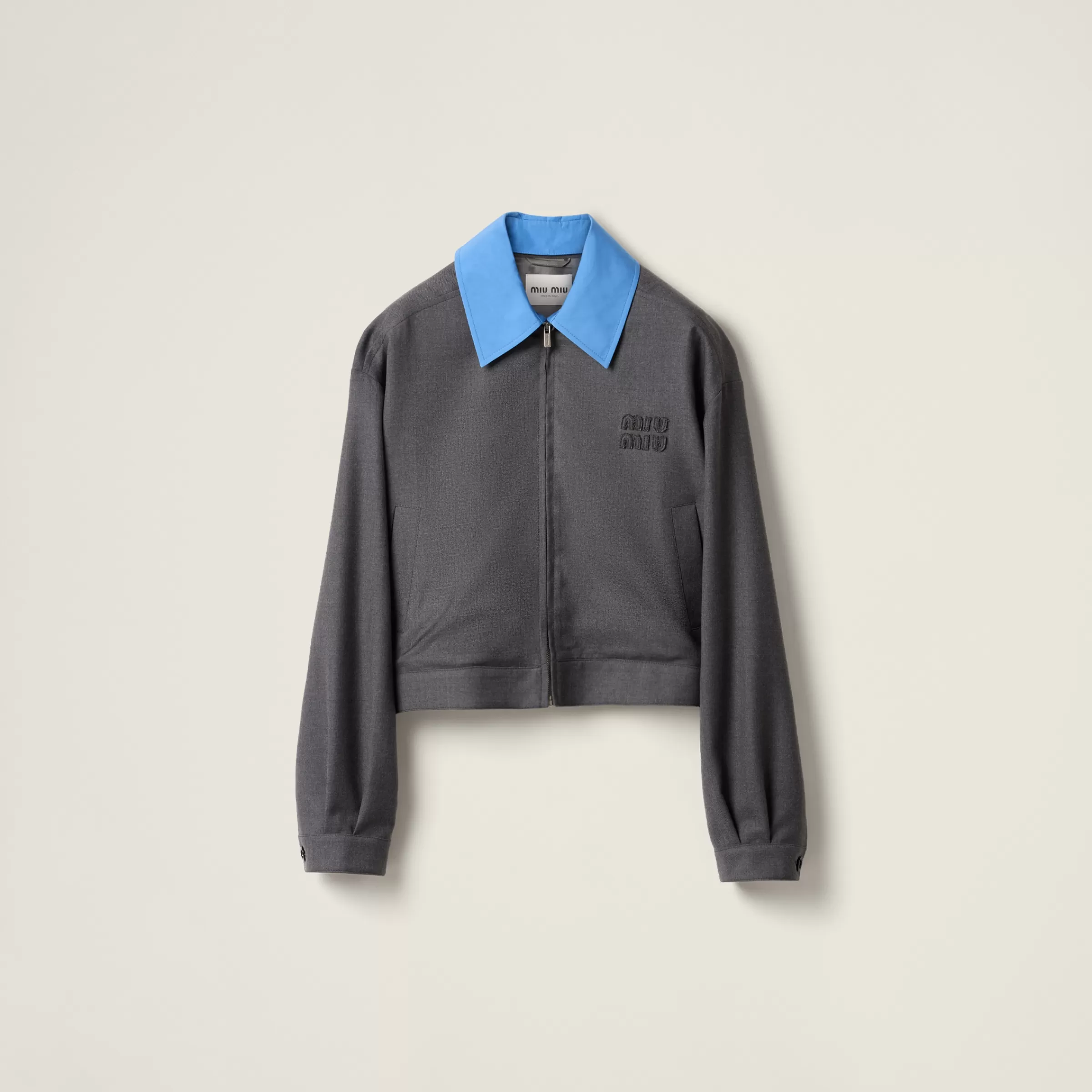 Gabardine blouson jacket with poplin collar>Miu Miu Discount