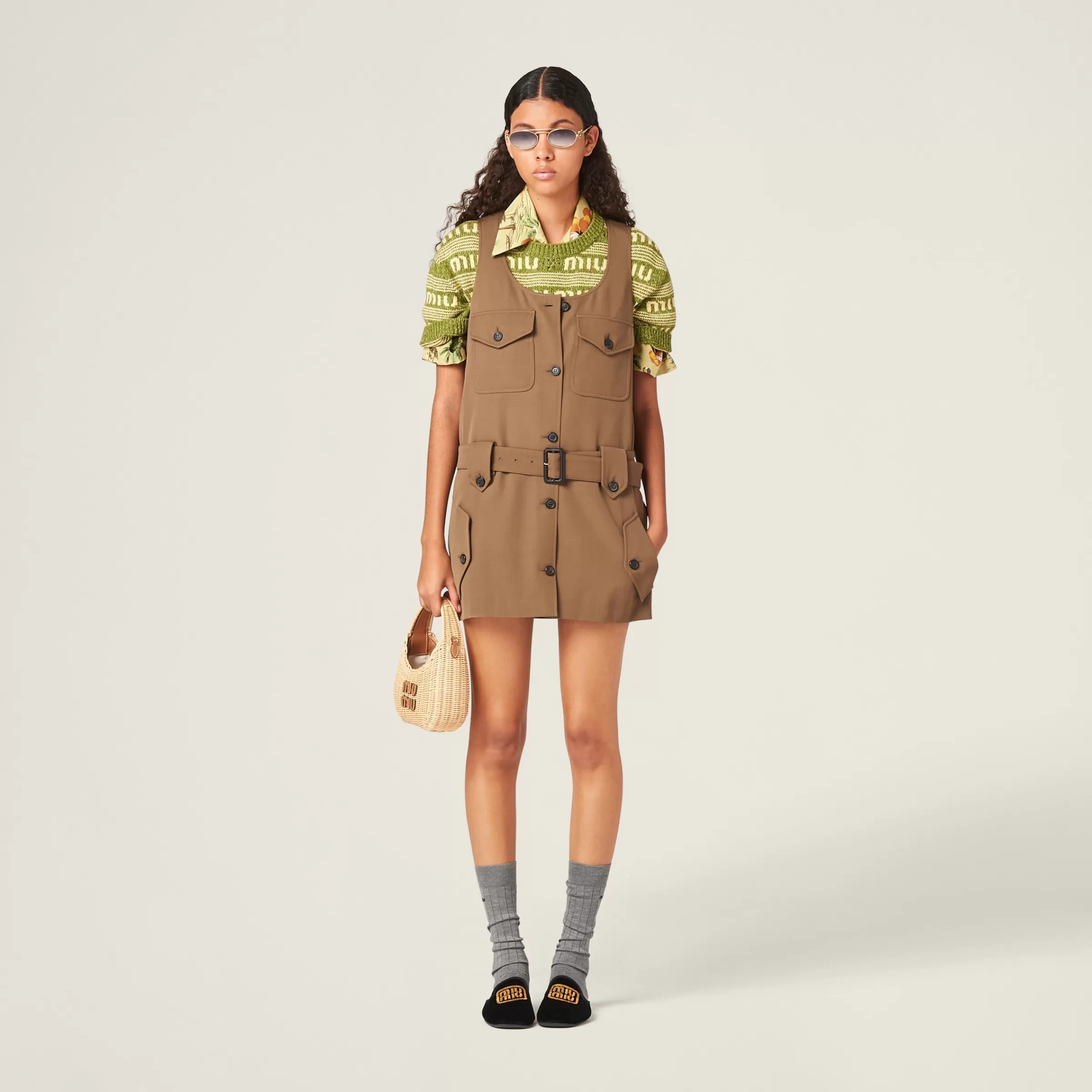 Gabardine mini-dress>Miu Miu Flash Sale