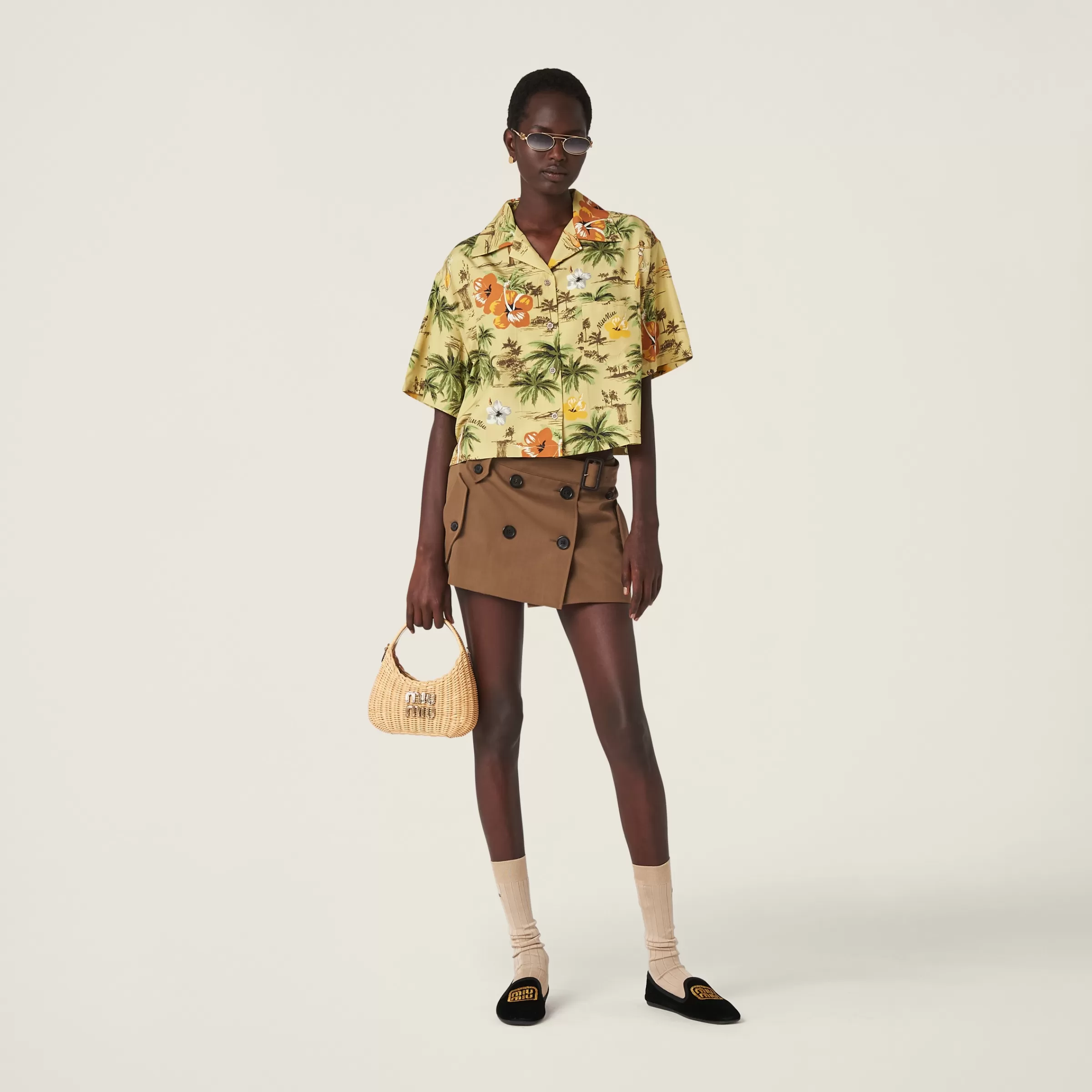 Gabardine miniskirt>Miu Miu Fashion