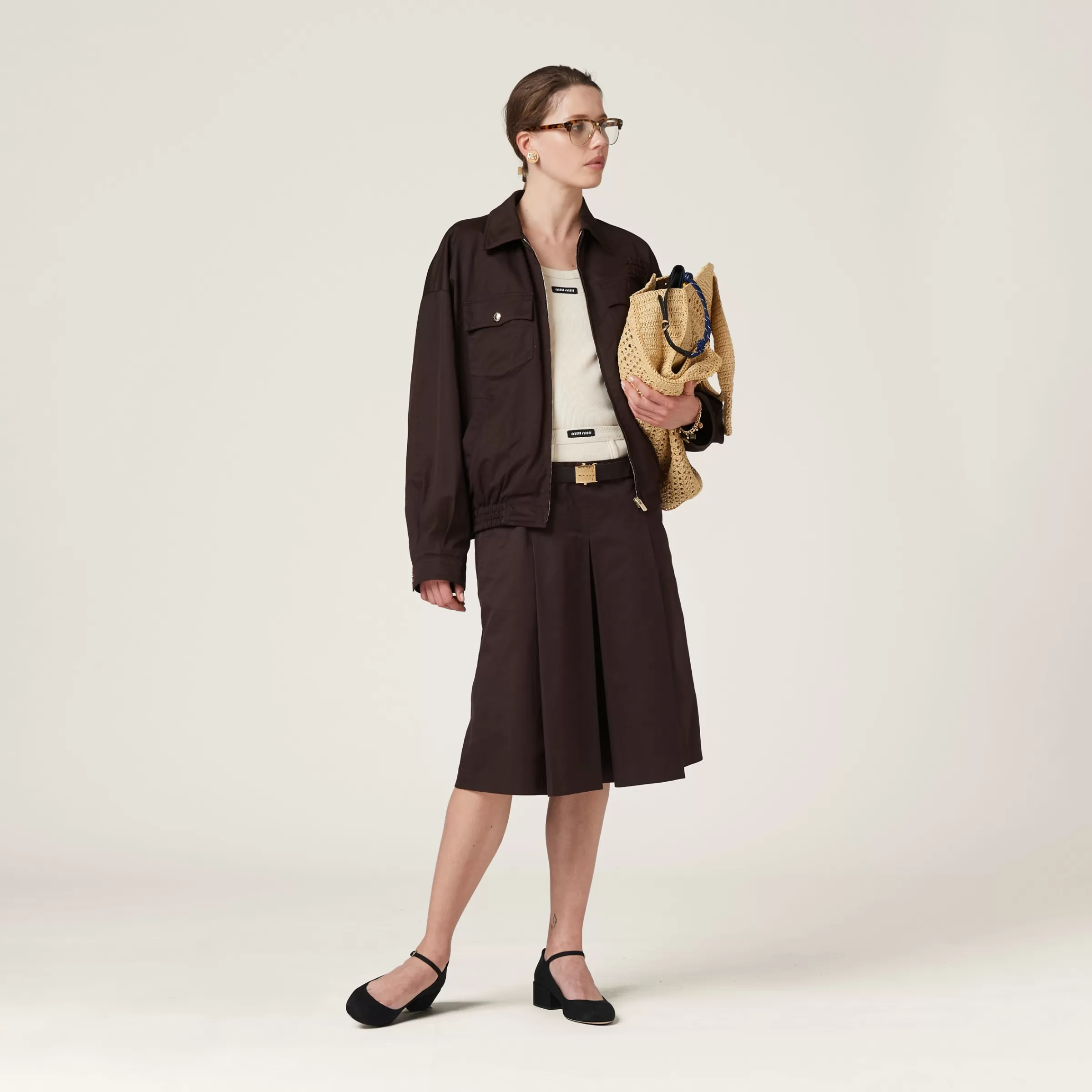Gabardine skirt>Miu Miu Clearance