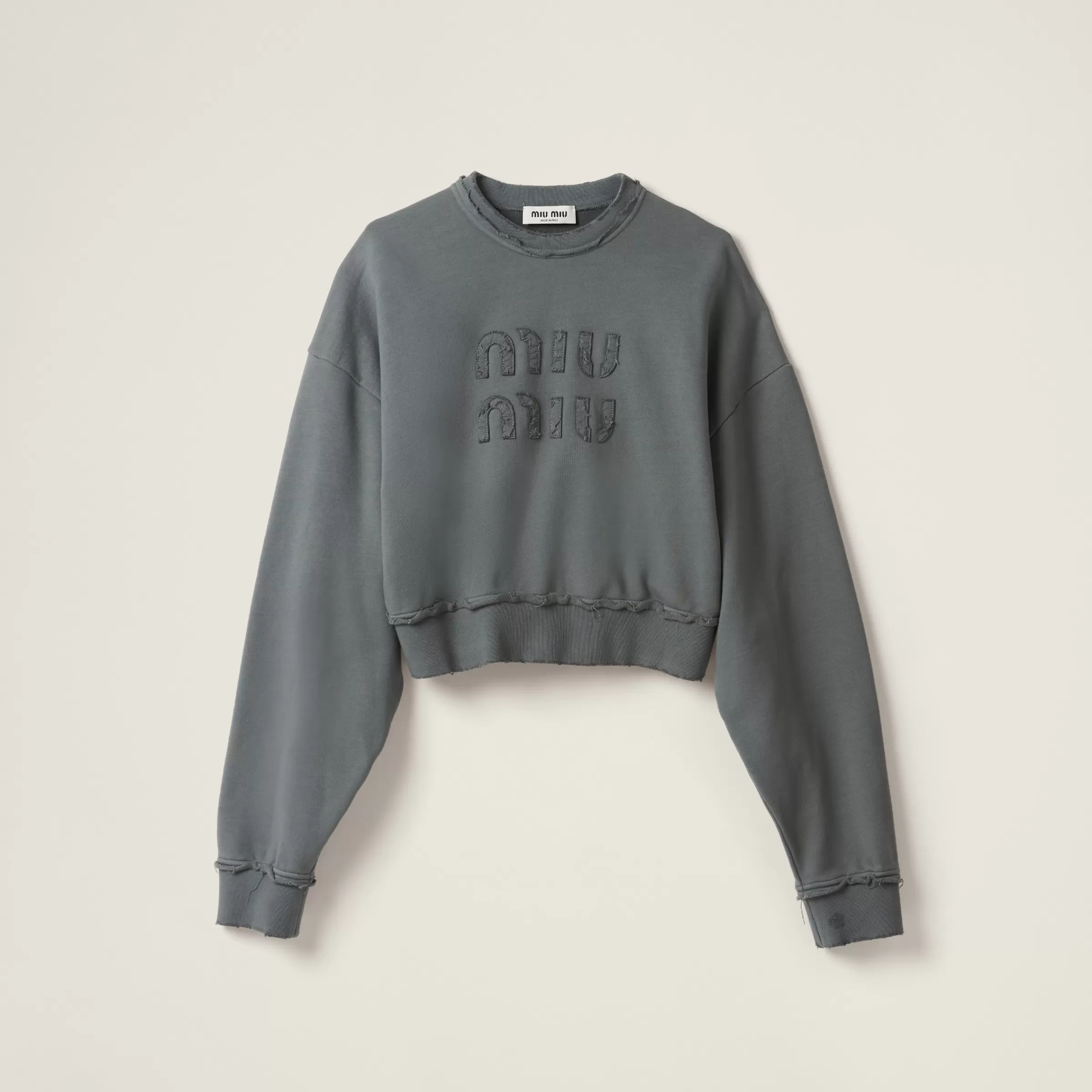 Garment-dyed cotton fleece sweatshirt>Miu Miu Best Sale
