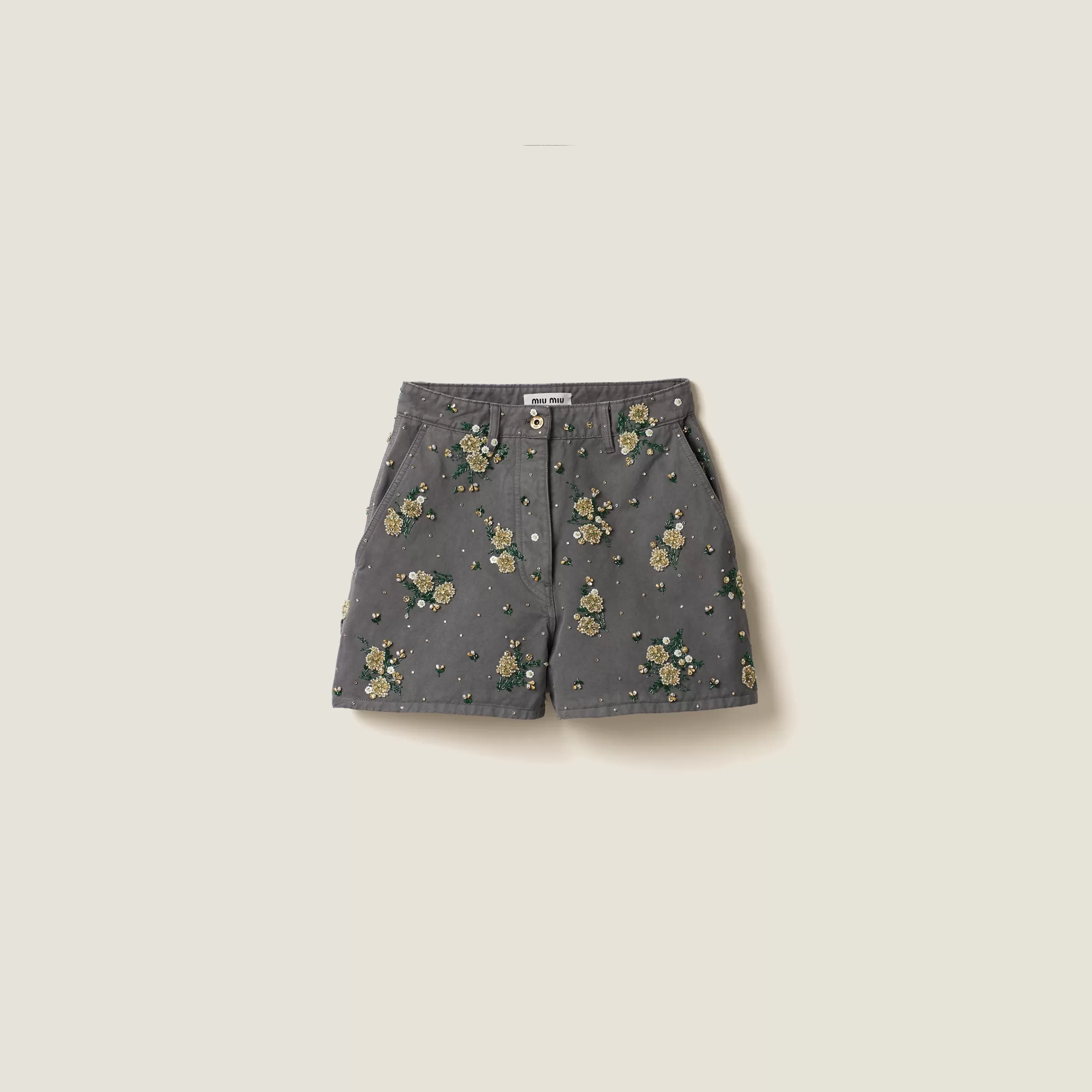 Garment-dyed gabardine Bermudas>Miu Miu Online