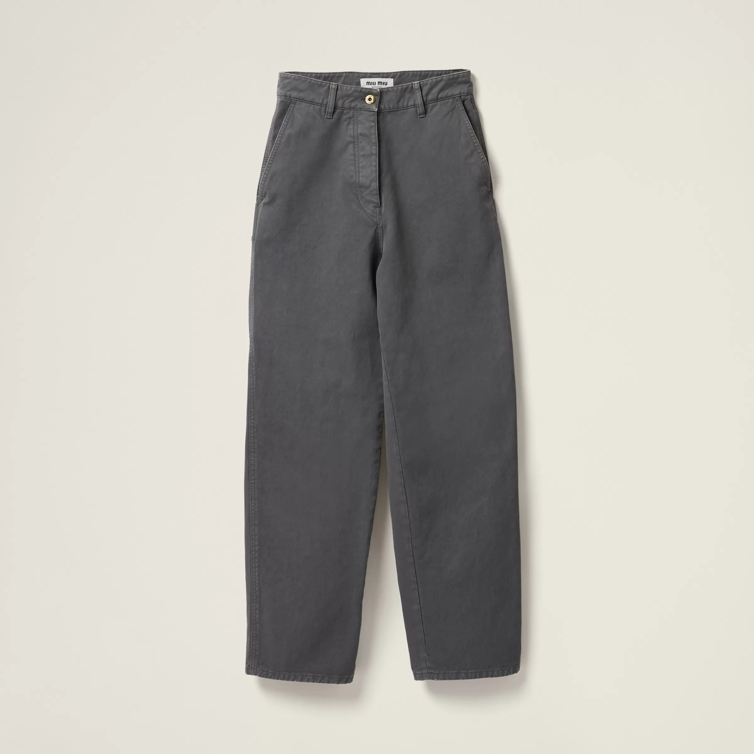 Garment-dyed gabardine pants>Miu Miu New