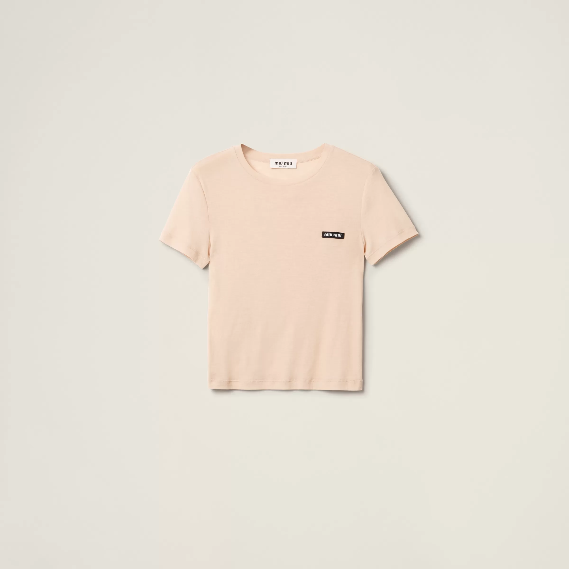 Garment-dyed ribbed knit jersey T-shirt>Miu Miu Online