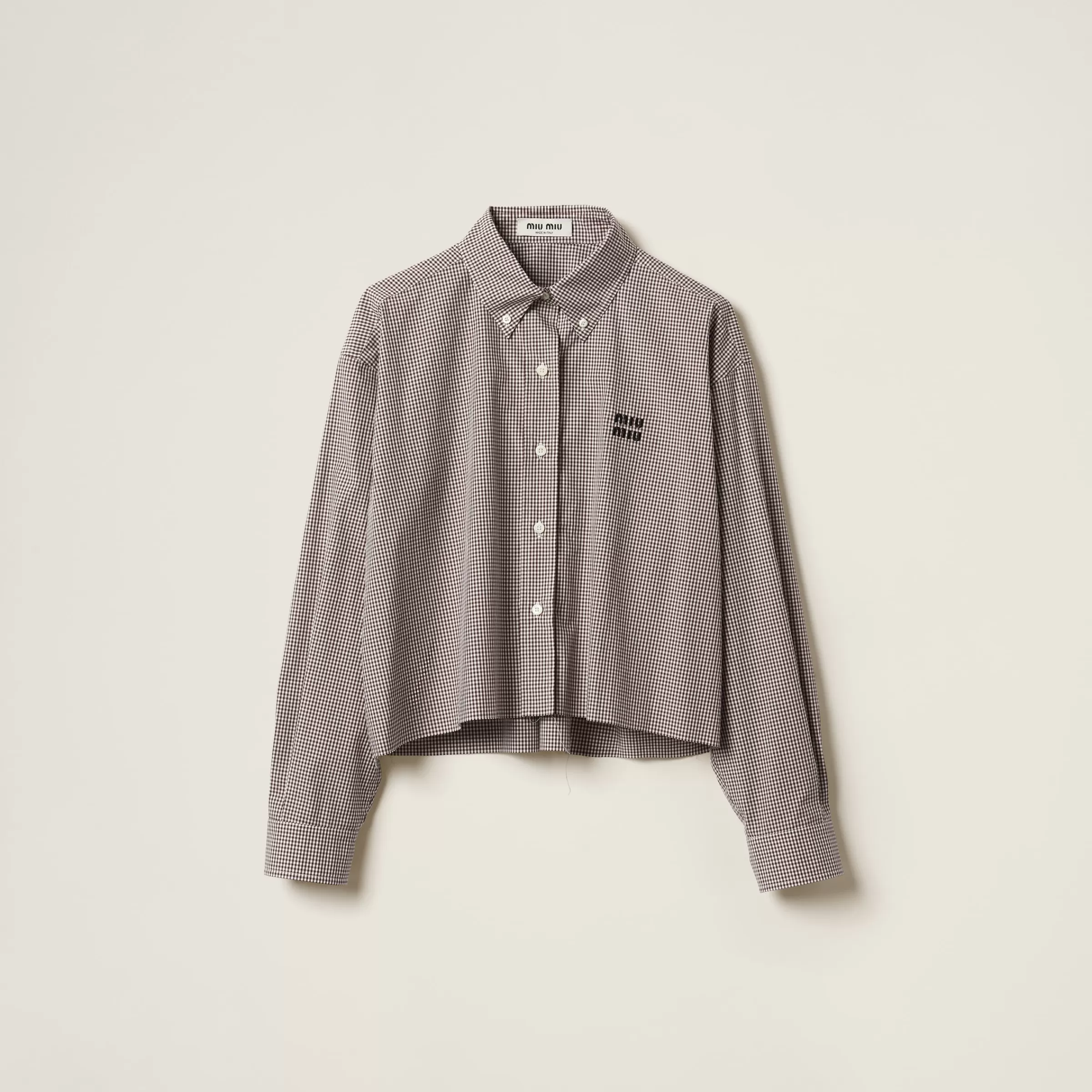Gingham check poplin shirt>Miu Miu Fashion
