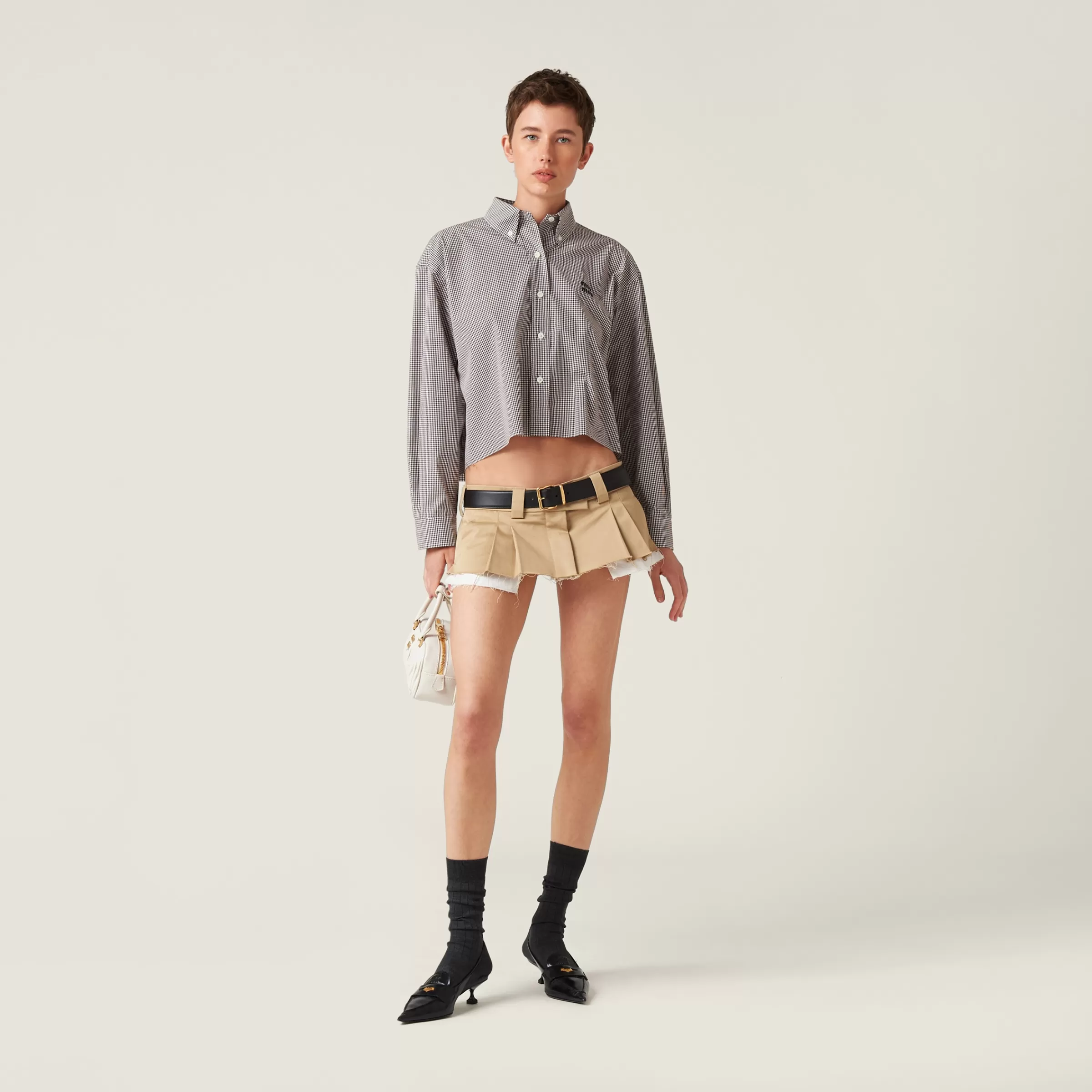 Gingham check poplin shirt>Miu Miu Fashion