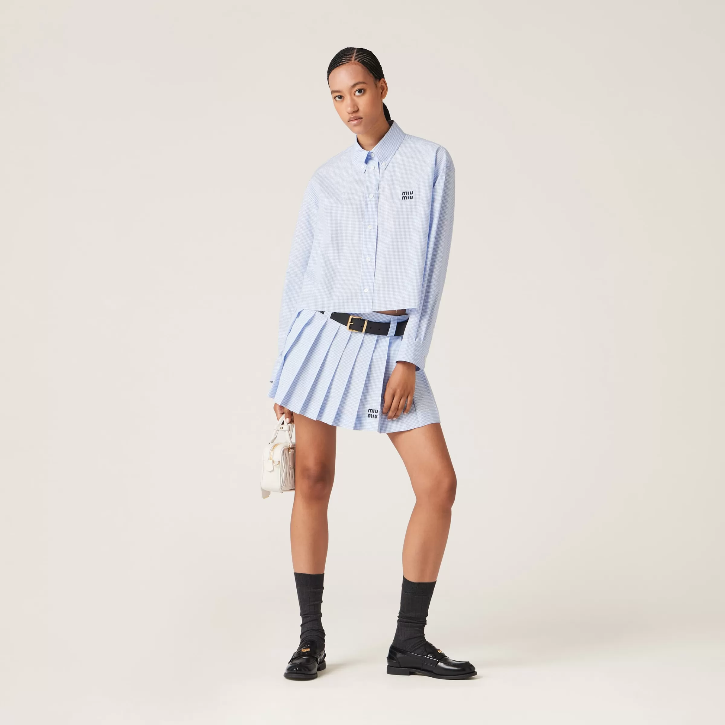 Gingham check poplin shirt>Miu Miu Outlet