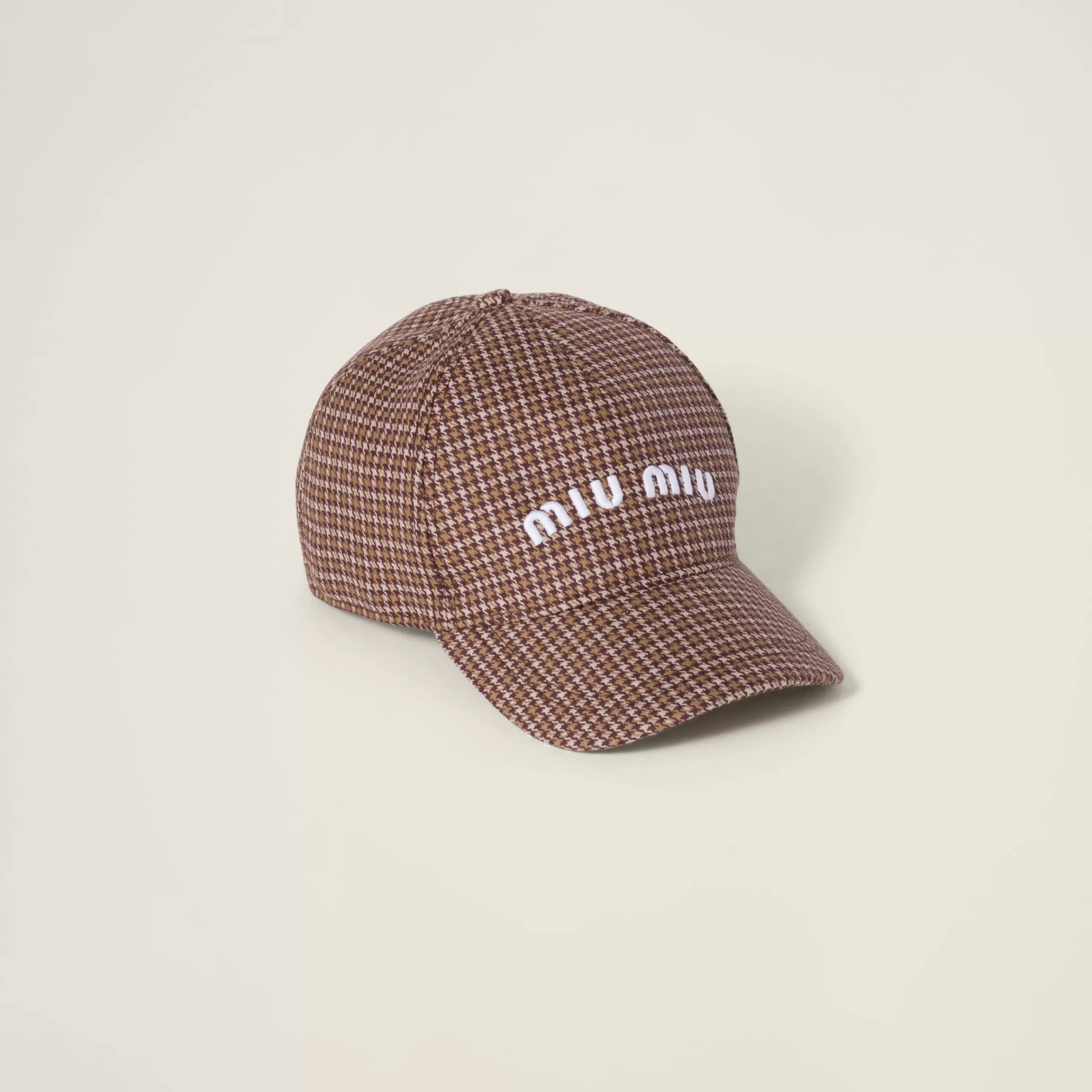 Houndstooth check wool baseball cap>Miu Miu Best Sale