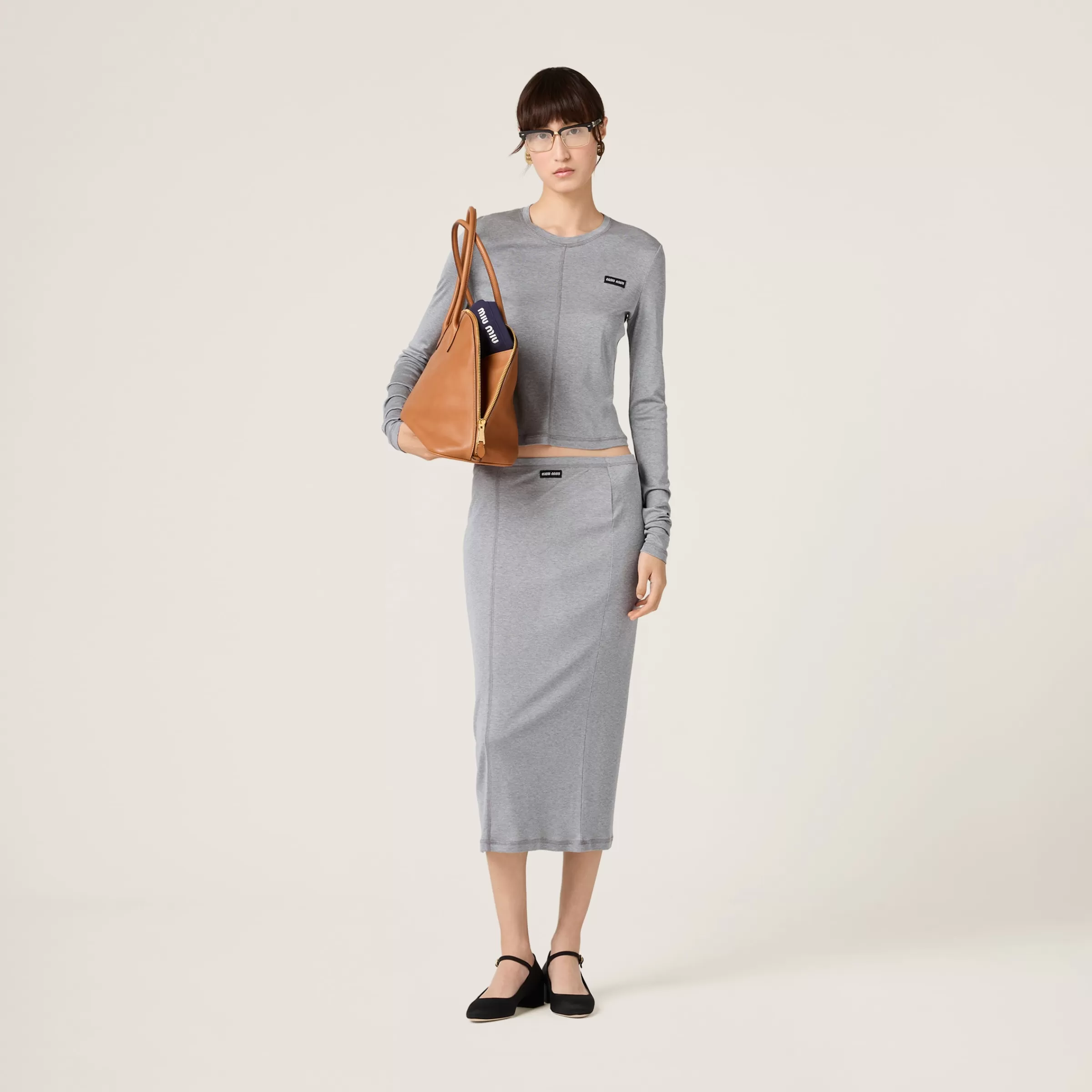 Jersey and silk skirt>Miu Miu Flash Sale