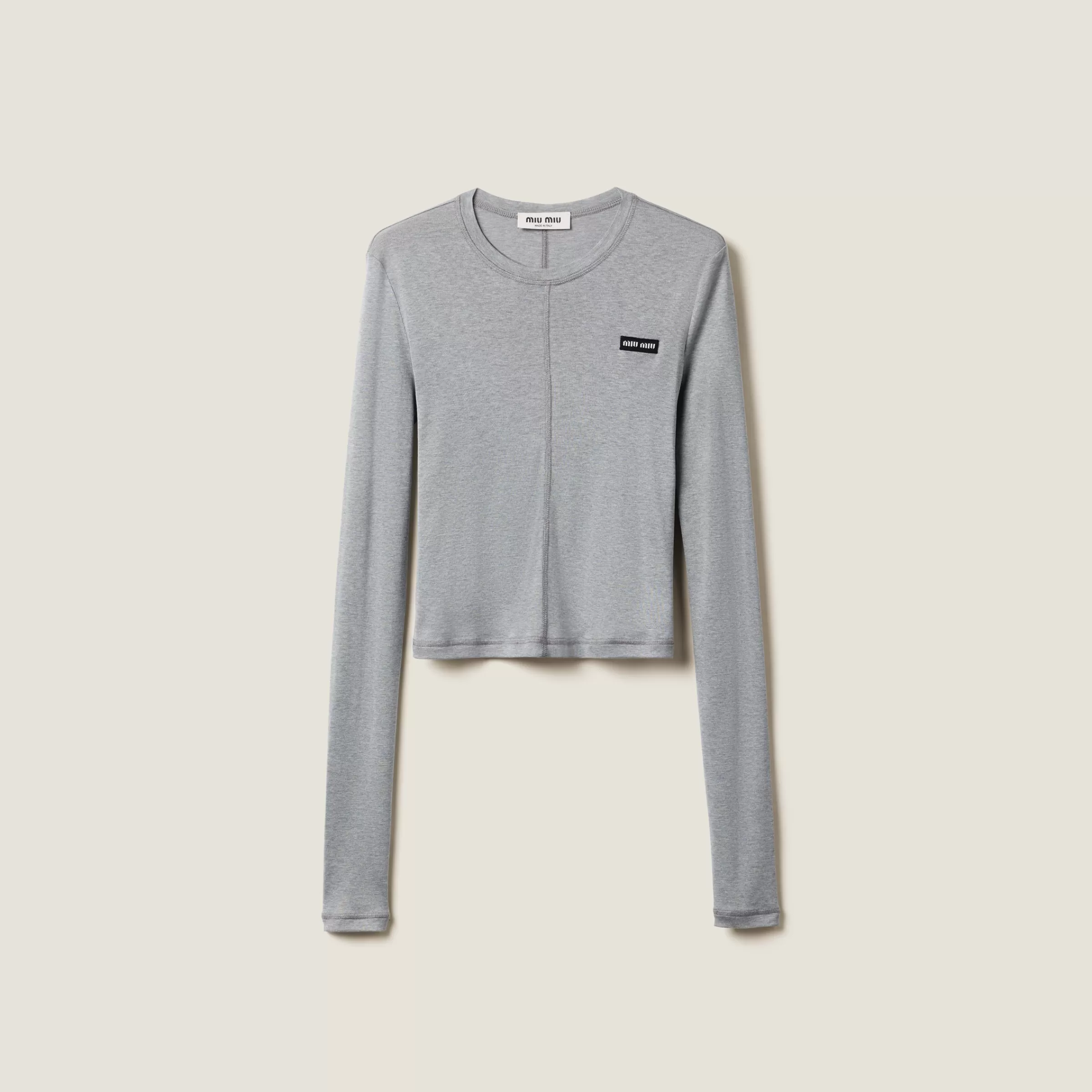 Jersey silk top with logo>Miu Miu Best Sale